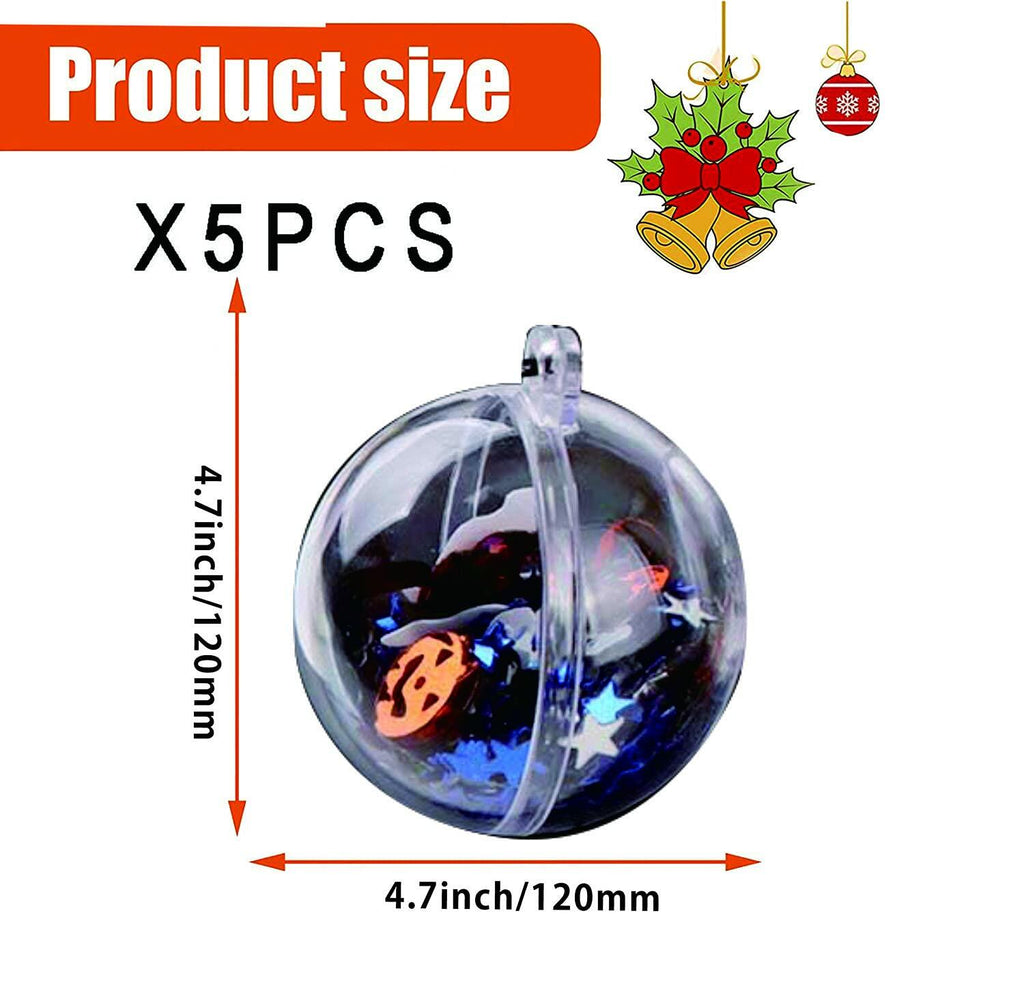 [Like New] 120MM Christmas Clear Baubles 5PCS Transparent Plastic Balls DIY Decor