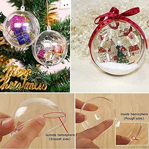 [Like New] 120MM Christmas Clear Baubles 5PCS Transparent Plastic Balls DIY Decor