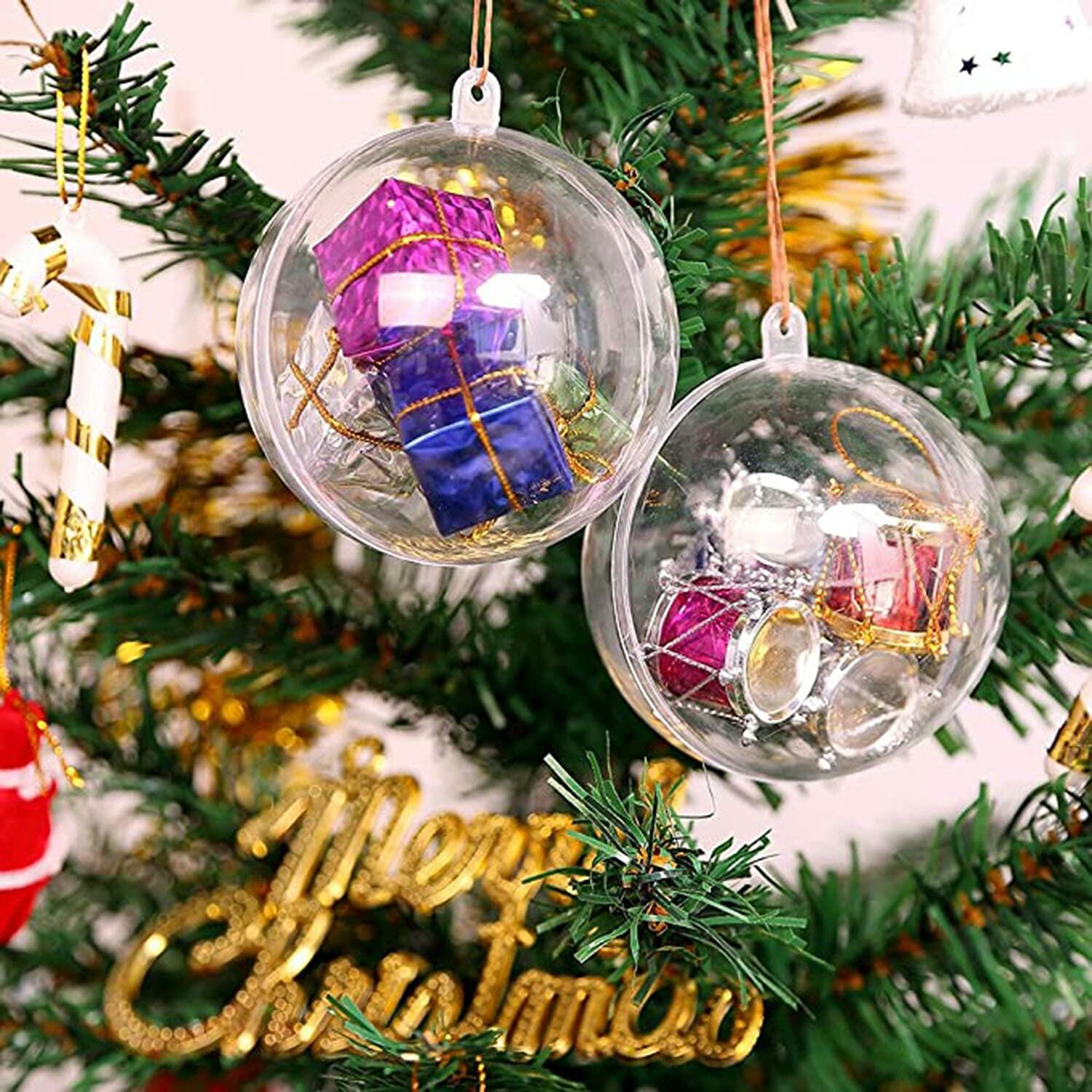 [Like New] 120MM Christmas Clear Baubles 5PCS Transparent Plastic Balls DIY Decor