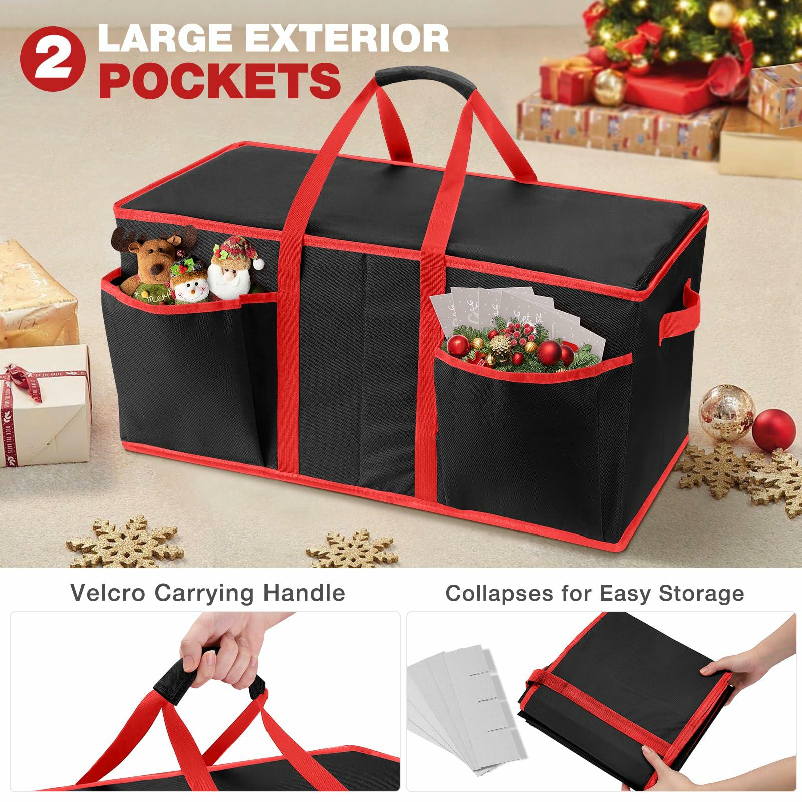 EIMMBD Christmas Ornament Storage Box 3-Tray Organizer with Dividers Black