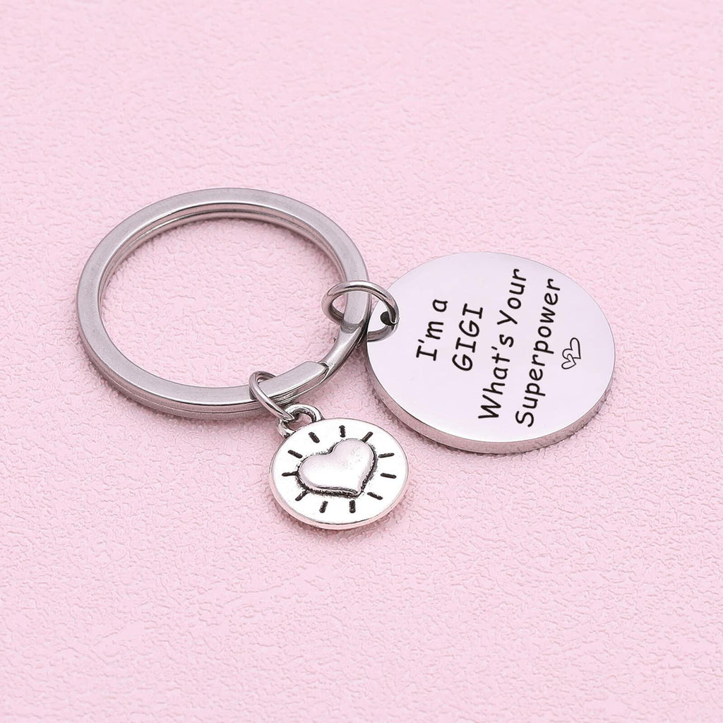 ASANHAO Gigi Stainless Steel Keychain Mother's Day Gift Silver