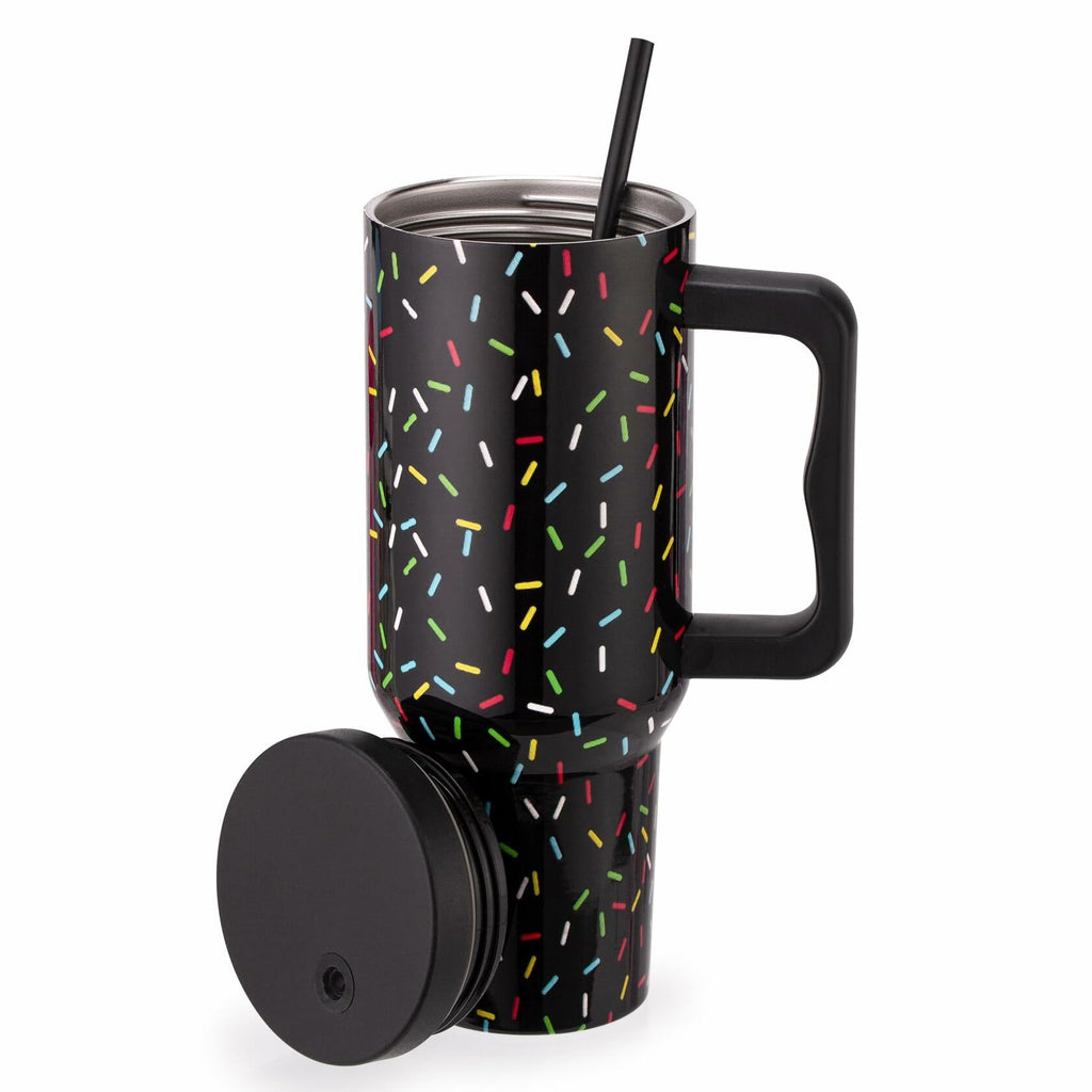 40 oz Colored Confetti Insulated Stainless Steel Tumbler with Handle & Straw