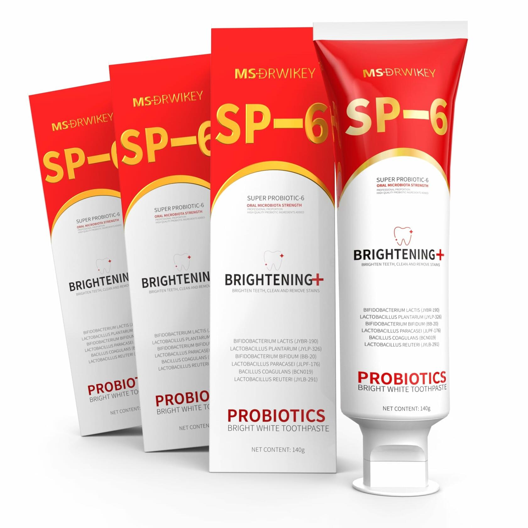 MS-DRWIKEY Probiotic Whitening Toothpaste 6 Probiotics 4.9oz 3 Pack
