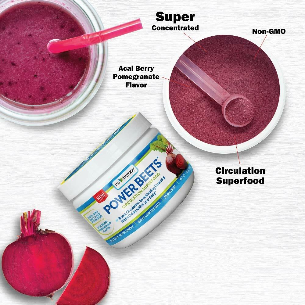 BestBy12/25 Nu-Therapy Power Beets Superfood Acai Pomegranate 5.8oz 30ct