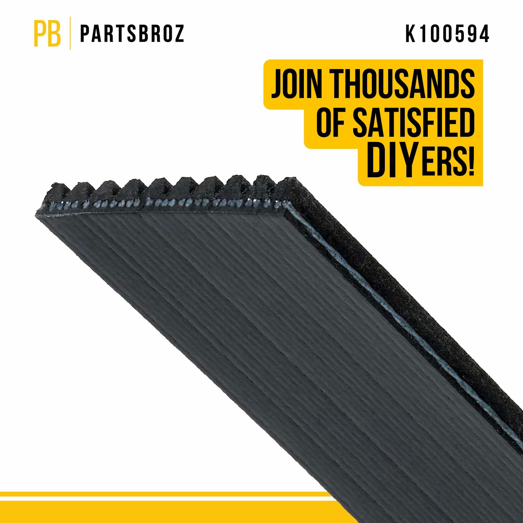 PartsBroz K060763 Micro-V Serpentine Drive Belt Compatible with Gates Black