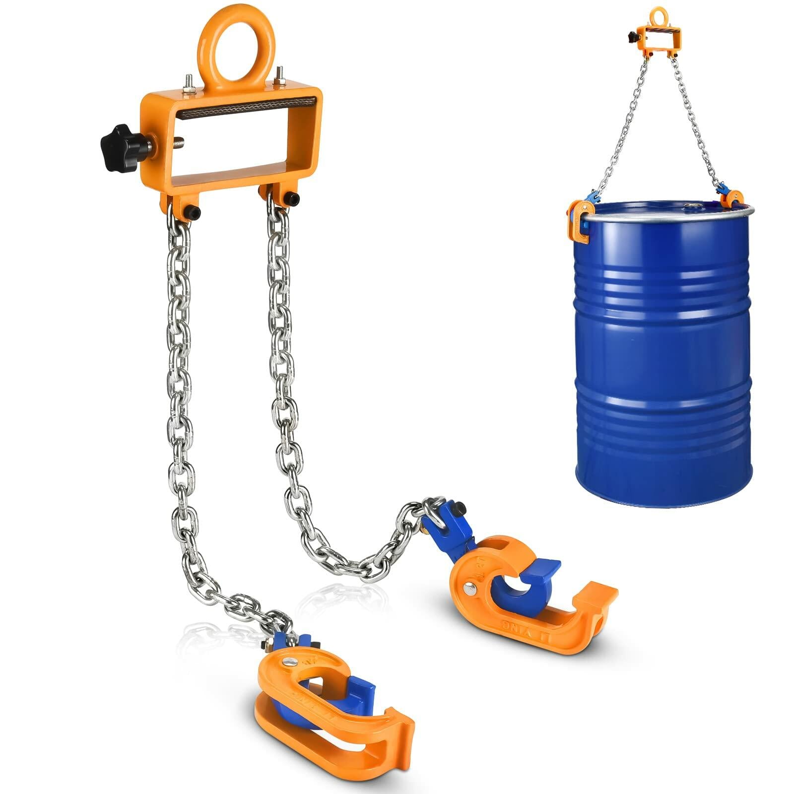WowDIY 55 Gallon Drum Lift Chain Lifter 2200 lbs Carbon Steel Hook Black