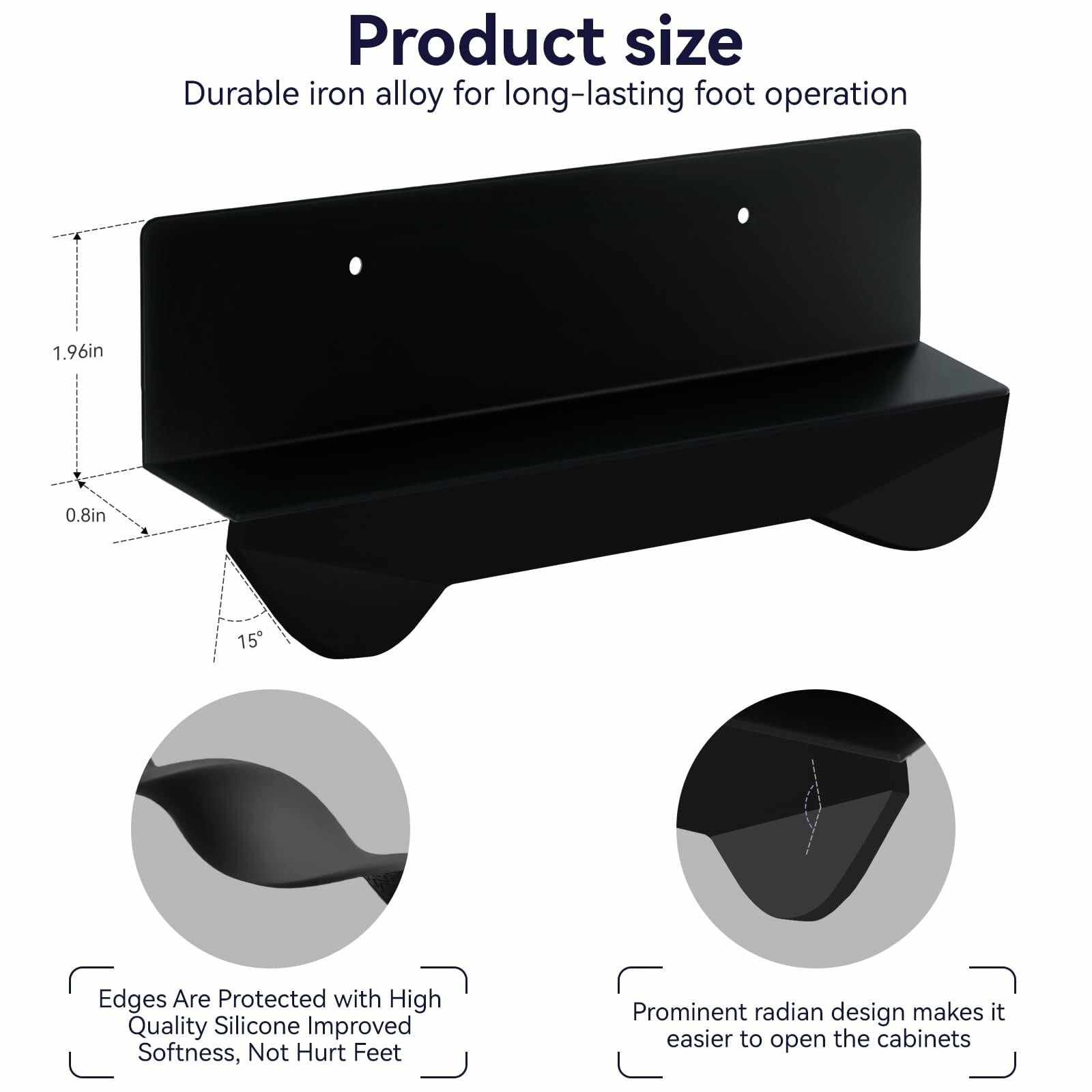 GAODEXIN 3-in-1 Cabinet Foot Pulls 2-Pack Trash Drawer Handle White