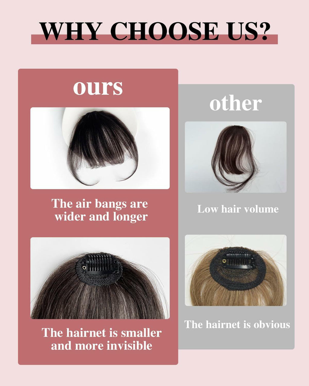 Axceroh Bangs Clip in Wispy Real Human Hair Wig Medium Brown Fringe