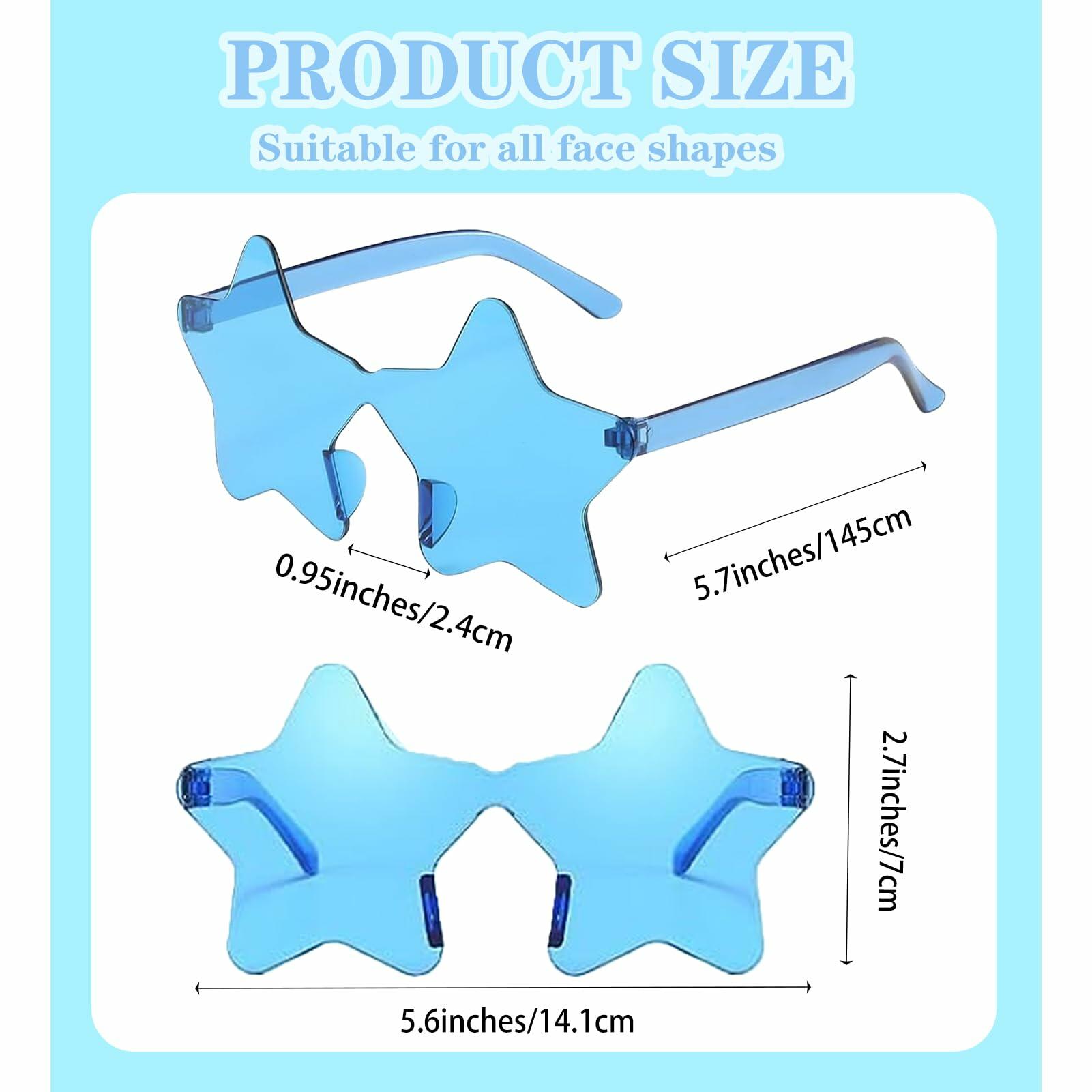 HELYKAKA 10 Pairs Star Shape Rimless Colorful Sunglasses Bulk Party Favors