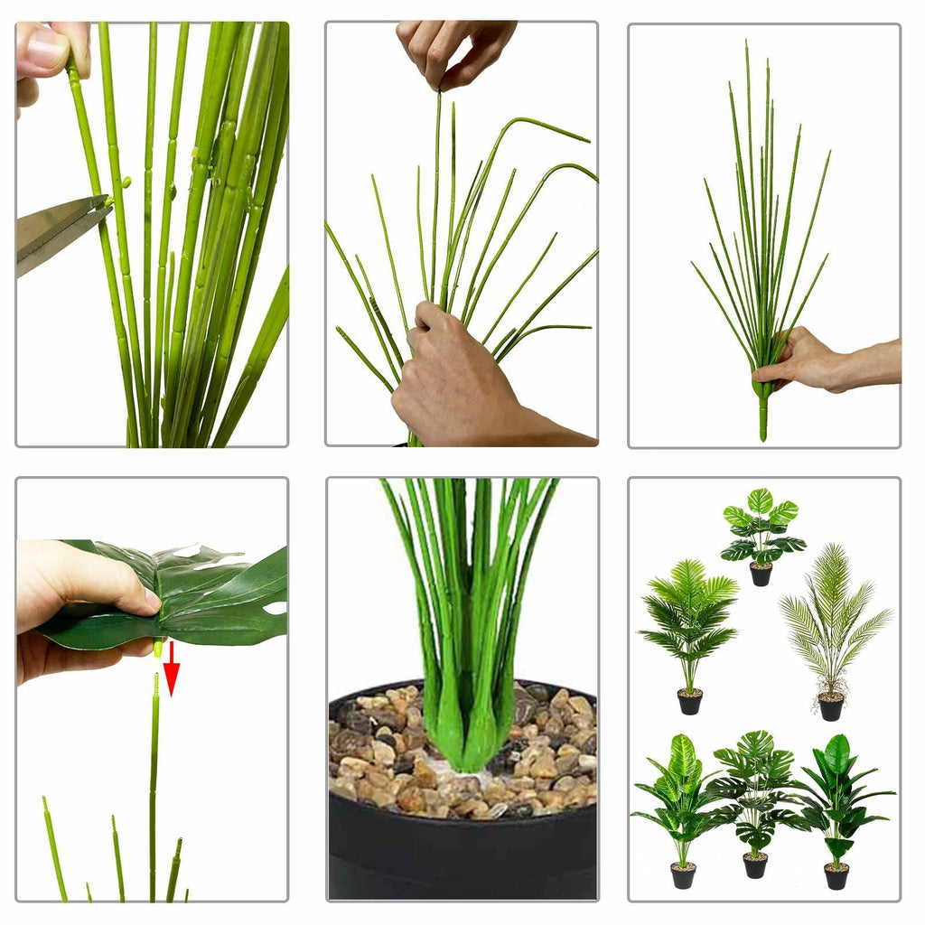 Rozwkeo Artificial Monstera Palm Plant 75cm Green Faux Potted Decor