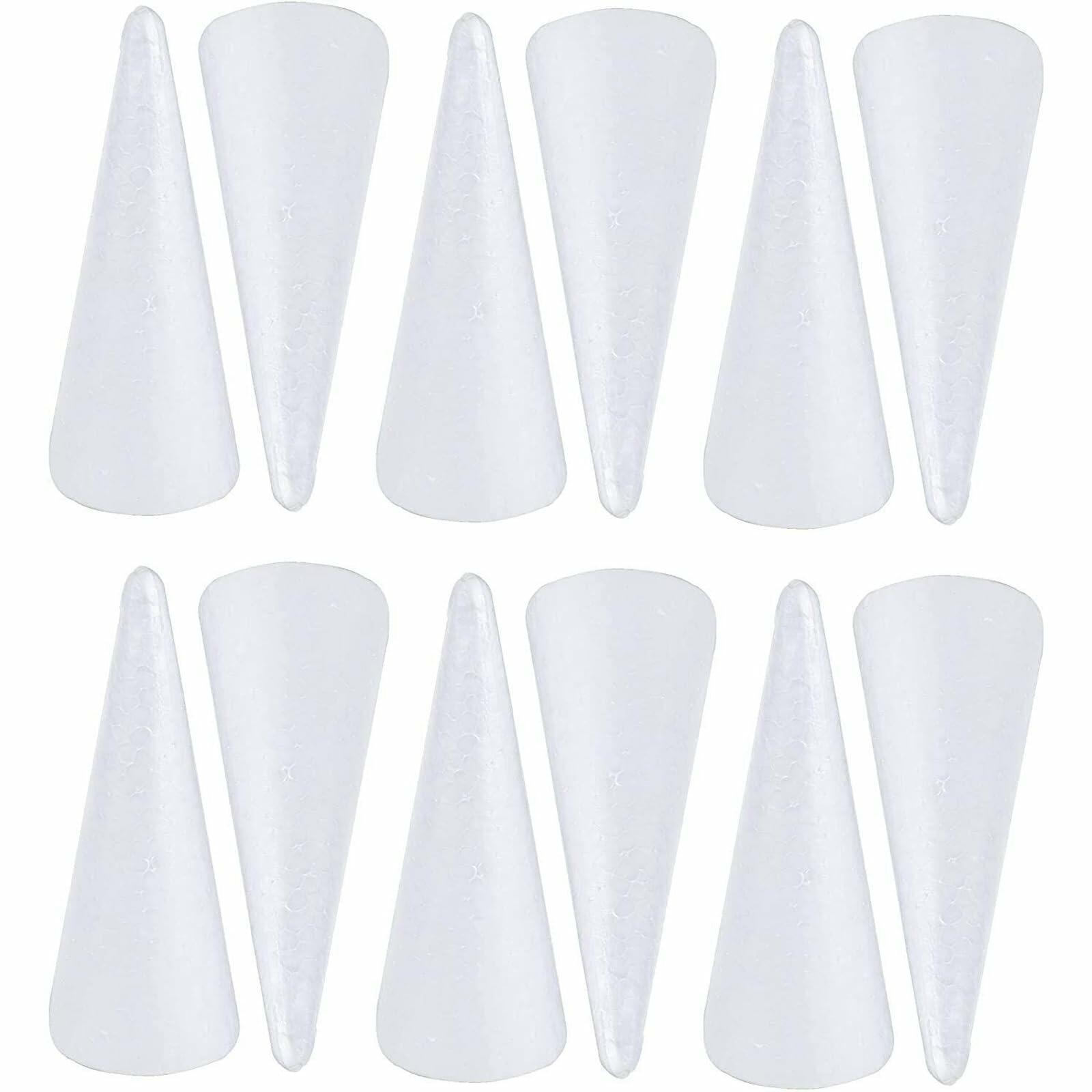 12 Pack Foam Cones for Crafts Trees Holiday Decorations Handmade White 2.7x5.5in