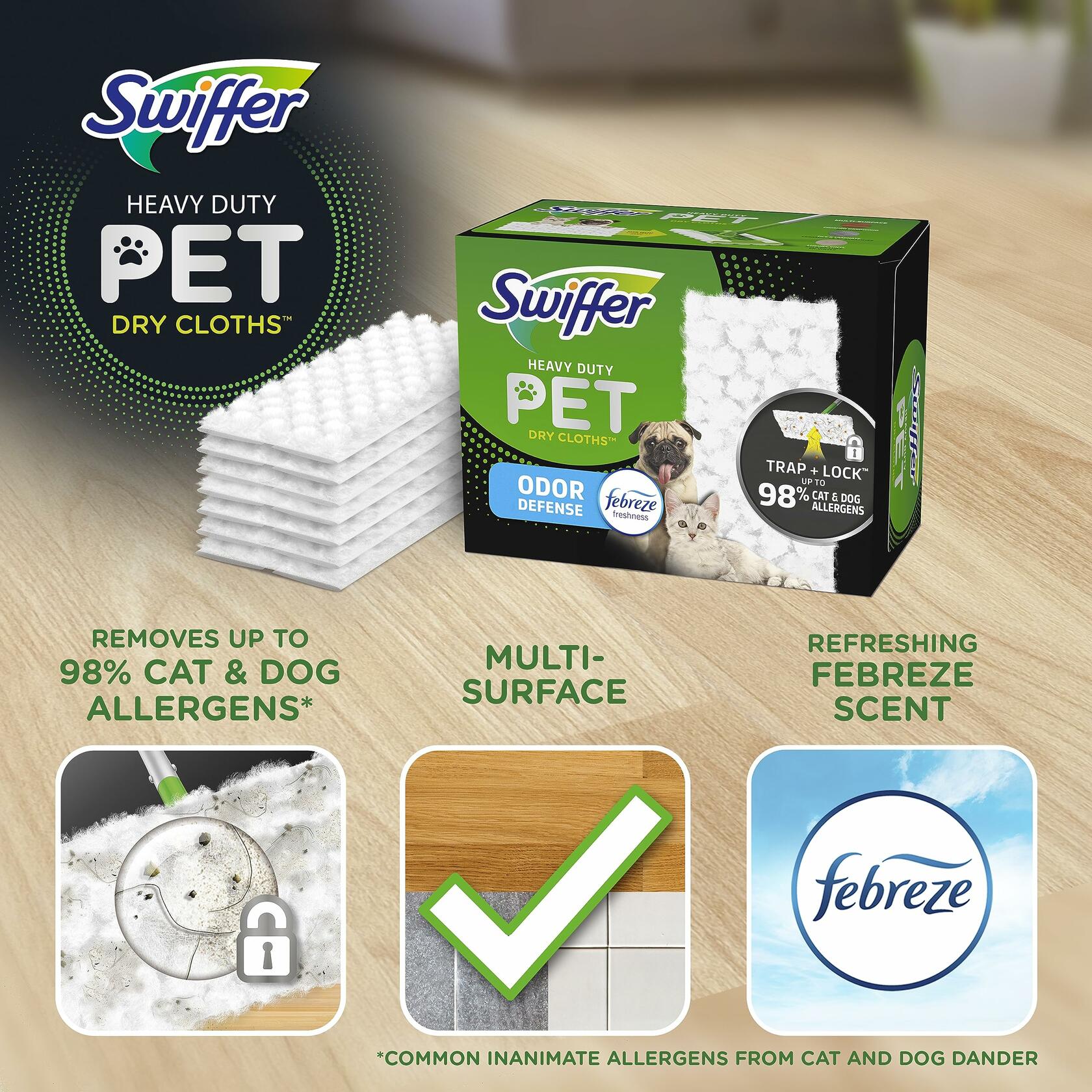 [Acceptable] Swiffer Sweeper Pet Heavy Duty Dry Cloth Refills Febreze 32 Count