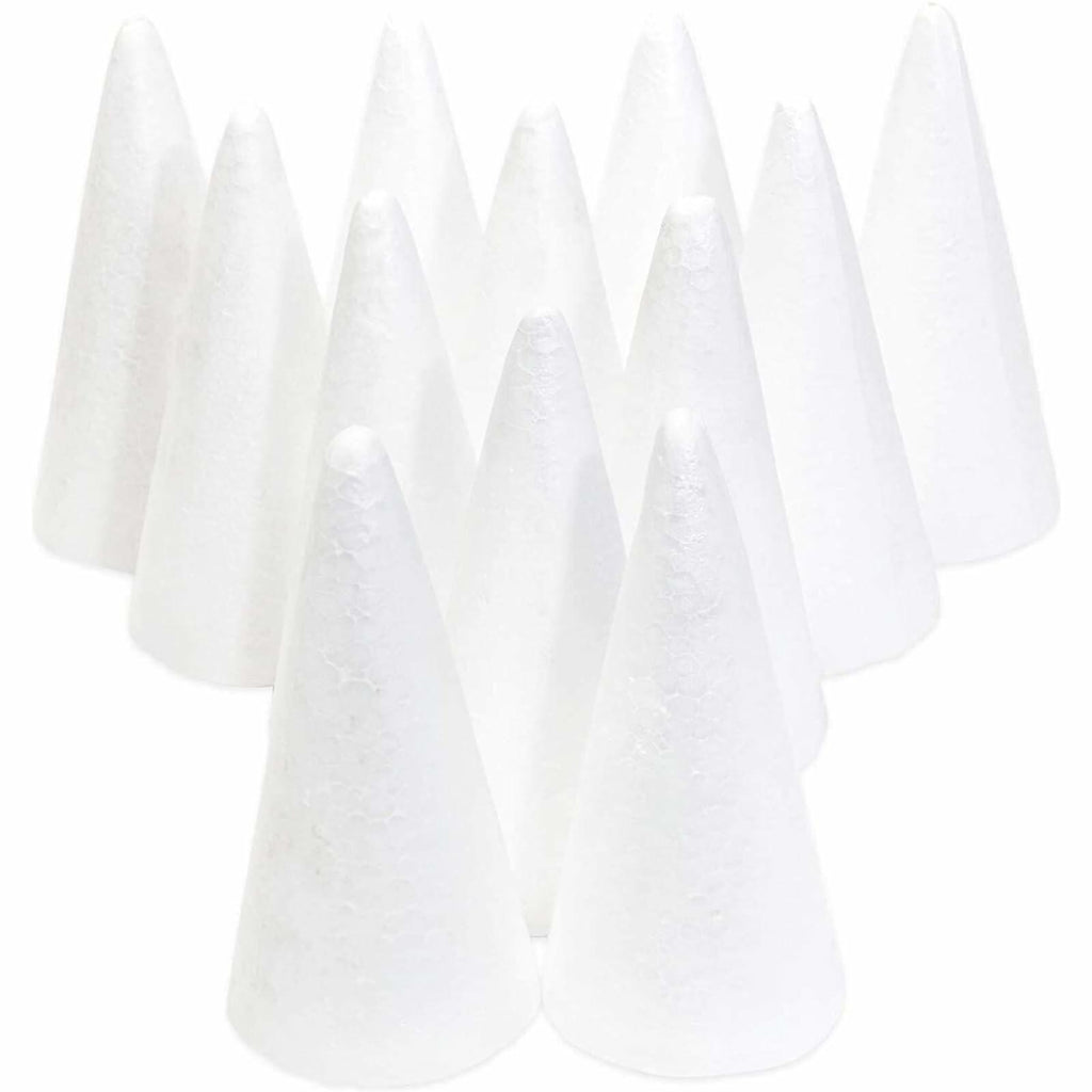 12 Pack Foam Cones for Crafts Trees Holiday Decorations Handmade White 2.7x5.5in