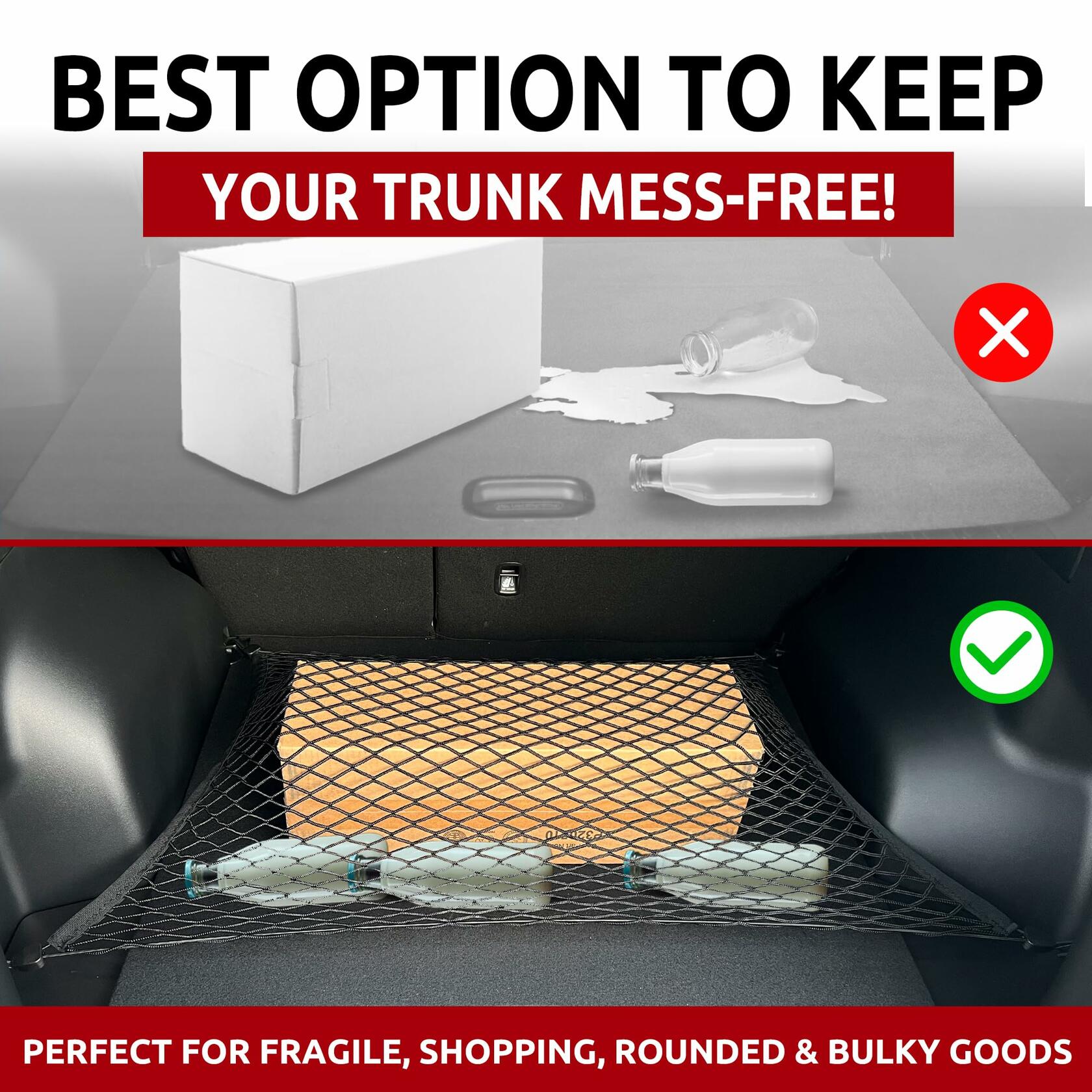 Hyundai Tucson 2022-2025 Trunk Mesh Cargo Net Envelope+Floor Black