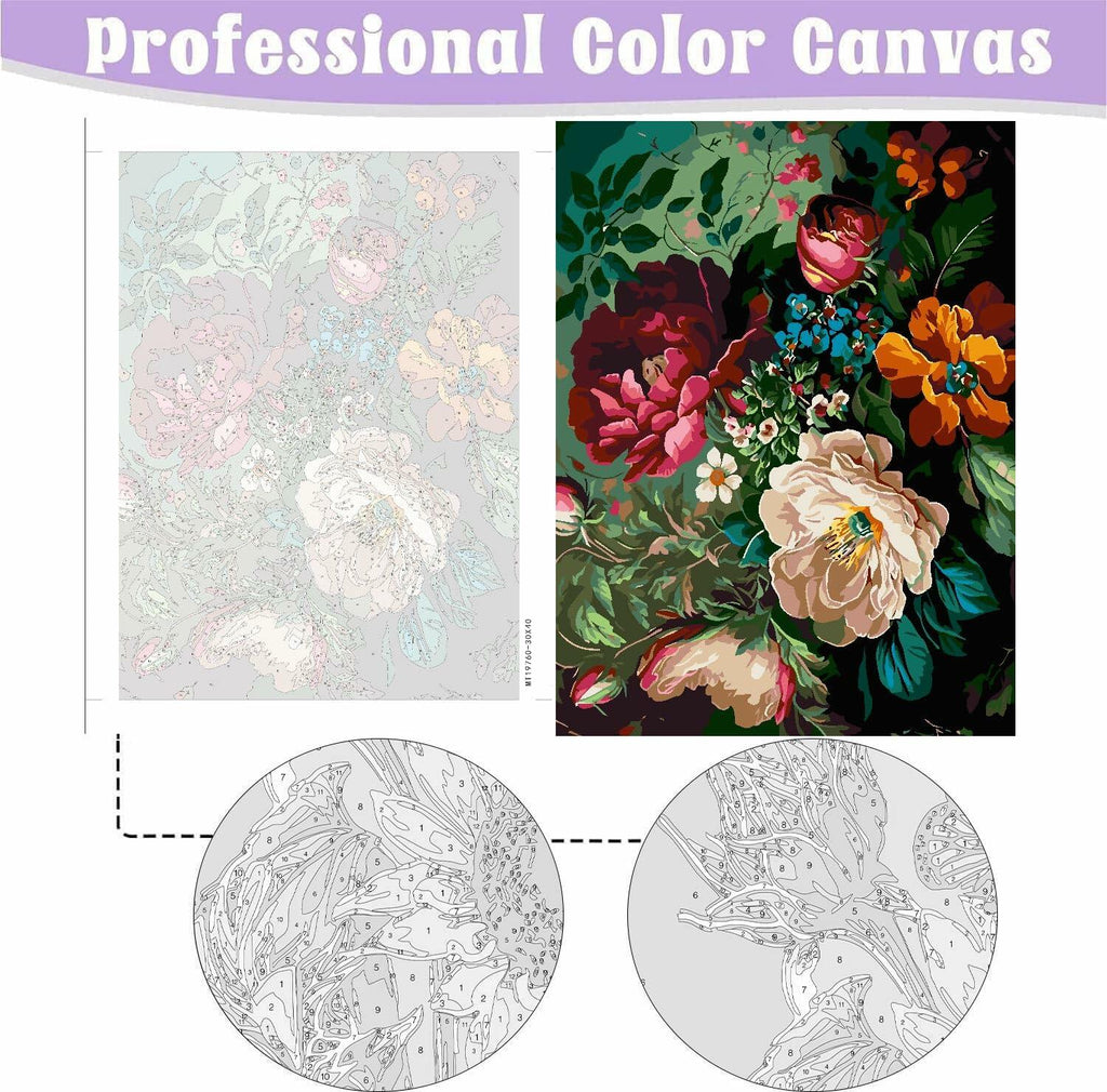 Eiazuiks Paint by Number Kit for Adults 12x16 Flower Canvas with Frame