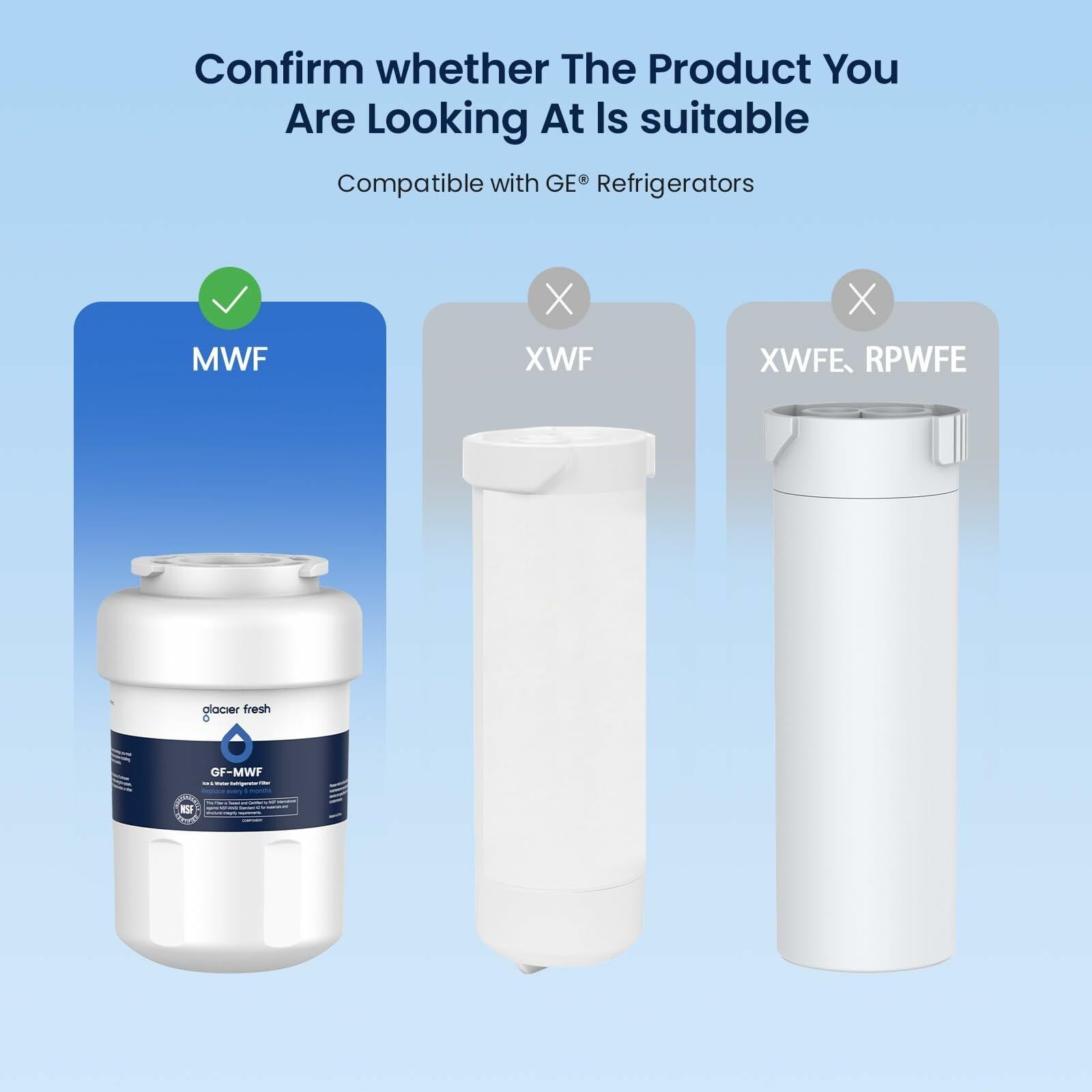 GLACIER FRESH Replacement MWF Refrigerator Water Filters 3 Pack