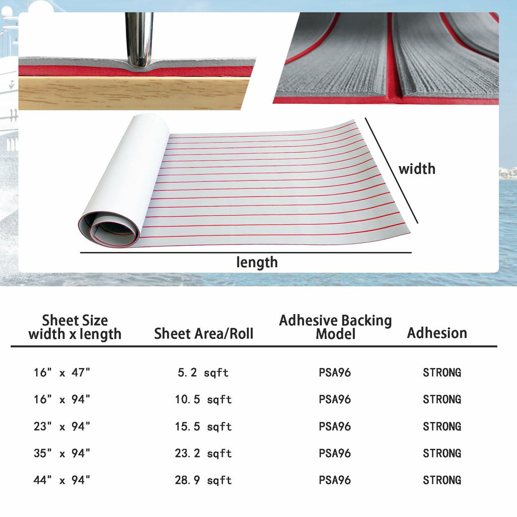 KXKZREN EVA Foam Boat Decking Sheet Faux Teak Non-Slip Marine Mat 94x47