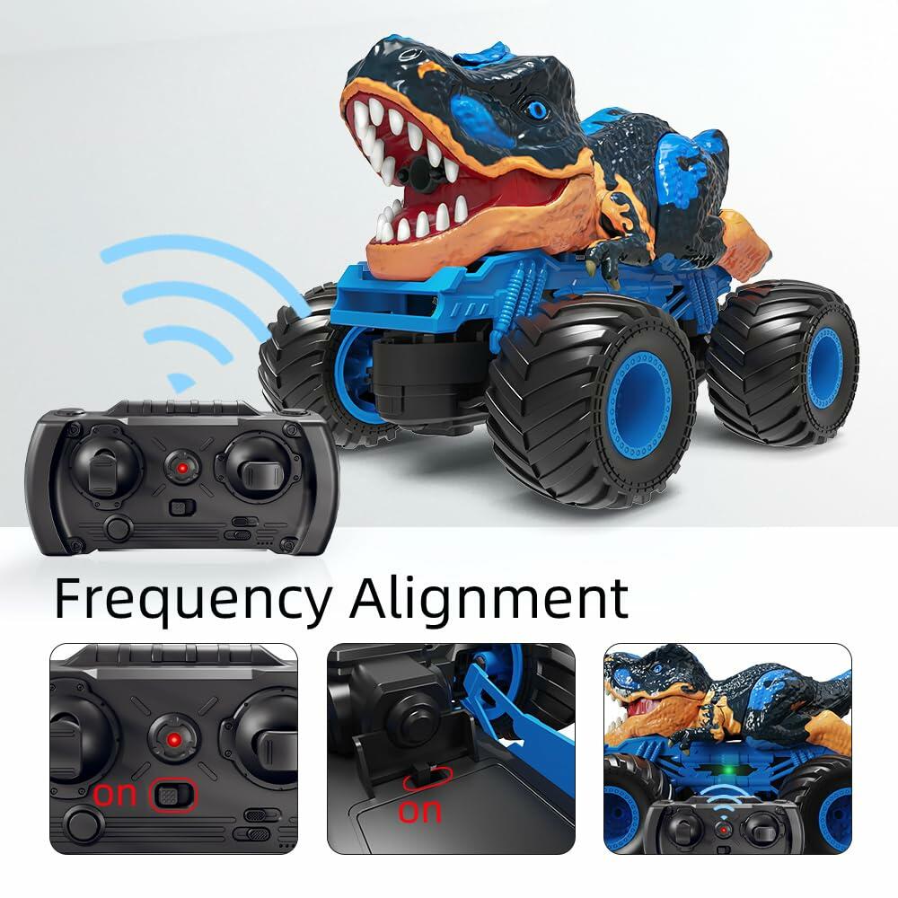 MAGICDINOSAUR Remote Control Dinosaur Truck Toy with Light Sound Spray