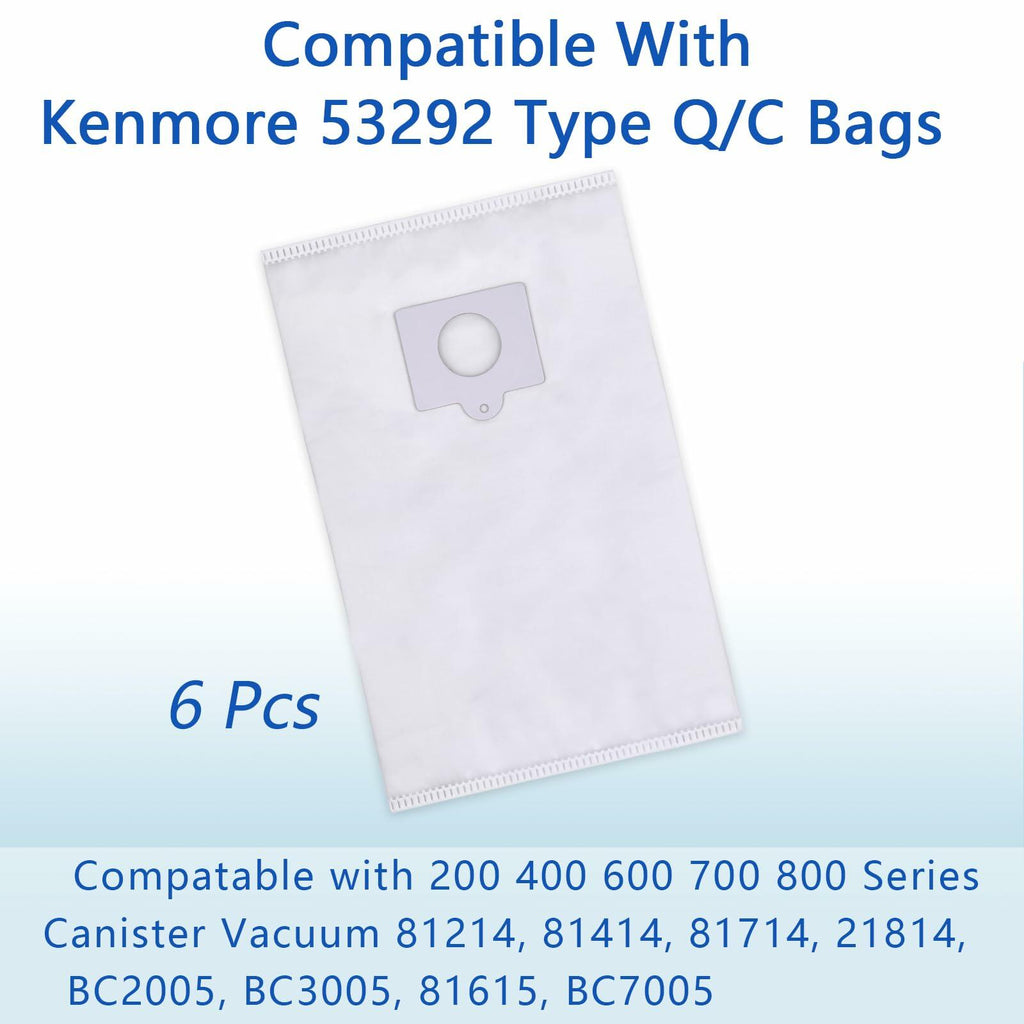 LOSKLENO Kenmore 53292 Type Q/C HEPA Vacuum Bags 6-Pack White