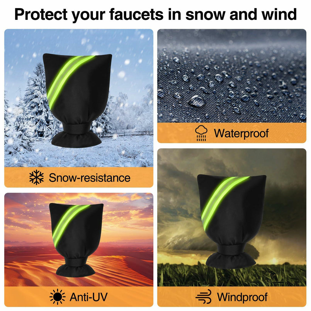 Outdoor Faucet Cover Thickened Waterproof Freeze Protection 8.4x6.8in Black 12pc