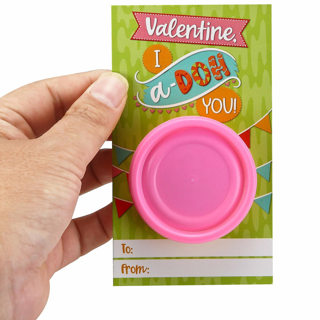 [Like New] JOYIN 28 PCS Valentine Gift Cards with Colorful Playing Dough Kids Party Favors