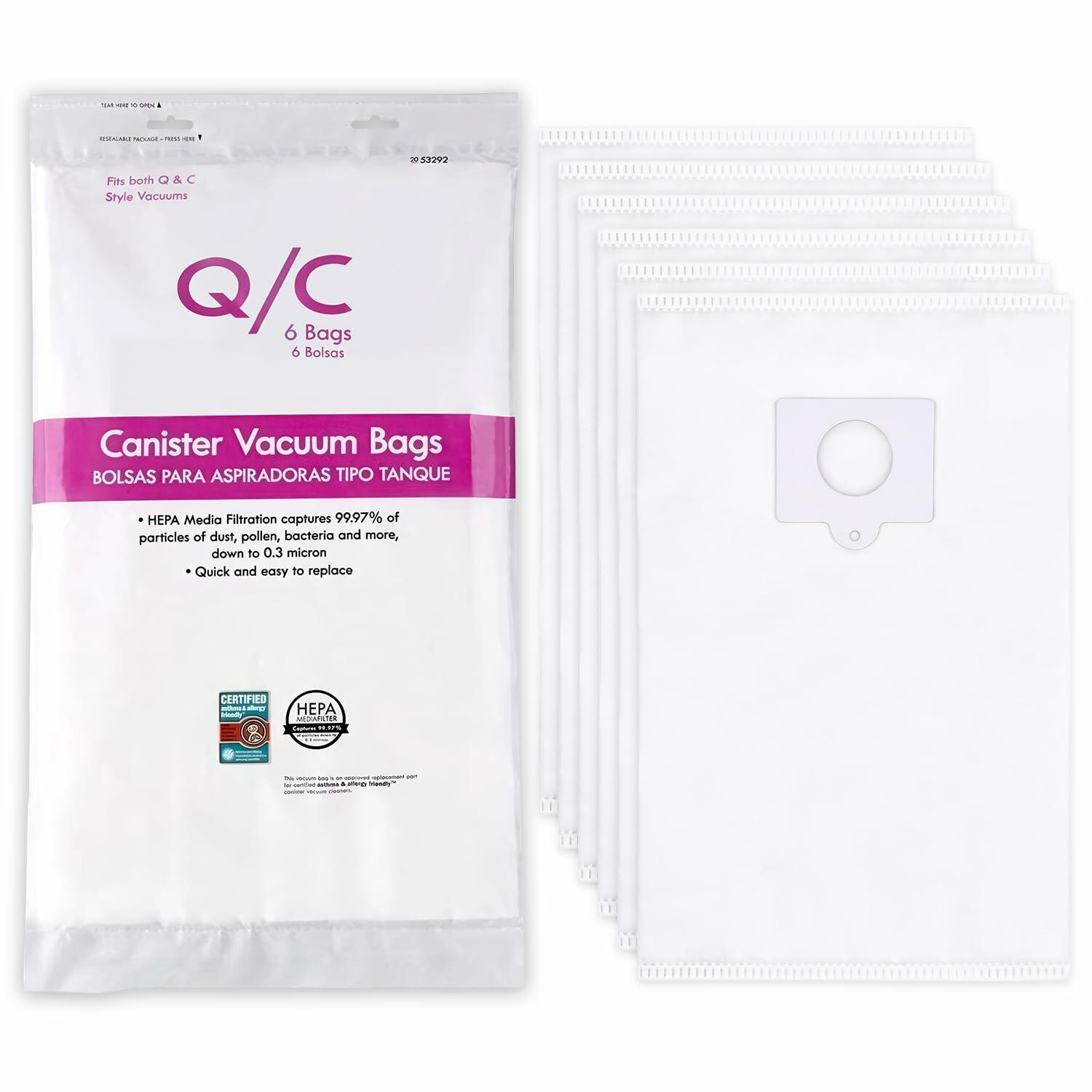 LOSKLENO Kenmore 53292 Type Q/C HEPA Vacuum Bags 6-Pack White