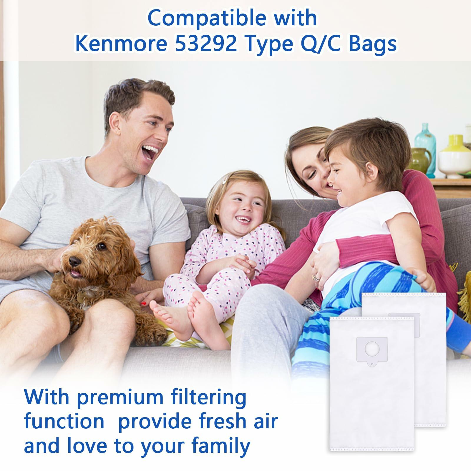 LOSKLENO Kenmore 53292 Type Q/C HEPA Vacuum Bags 6-Pack White