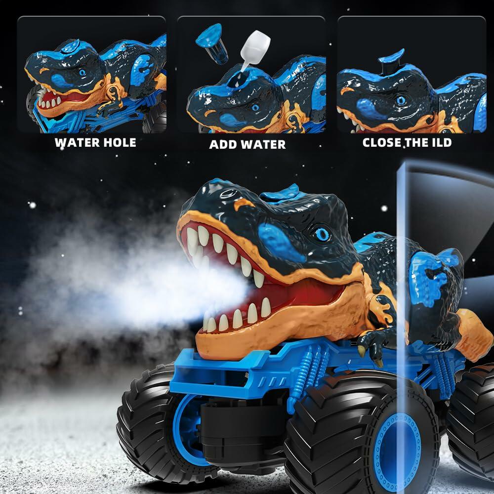 MAGICDINOSAUR Remote Control Dinosaur Truck Toy with Light Sound Spray
