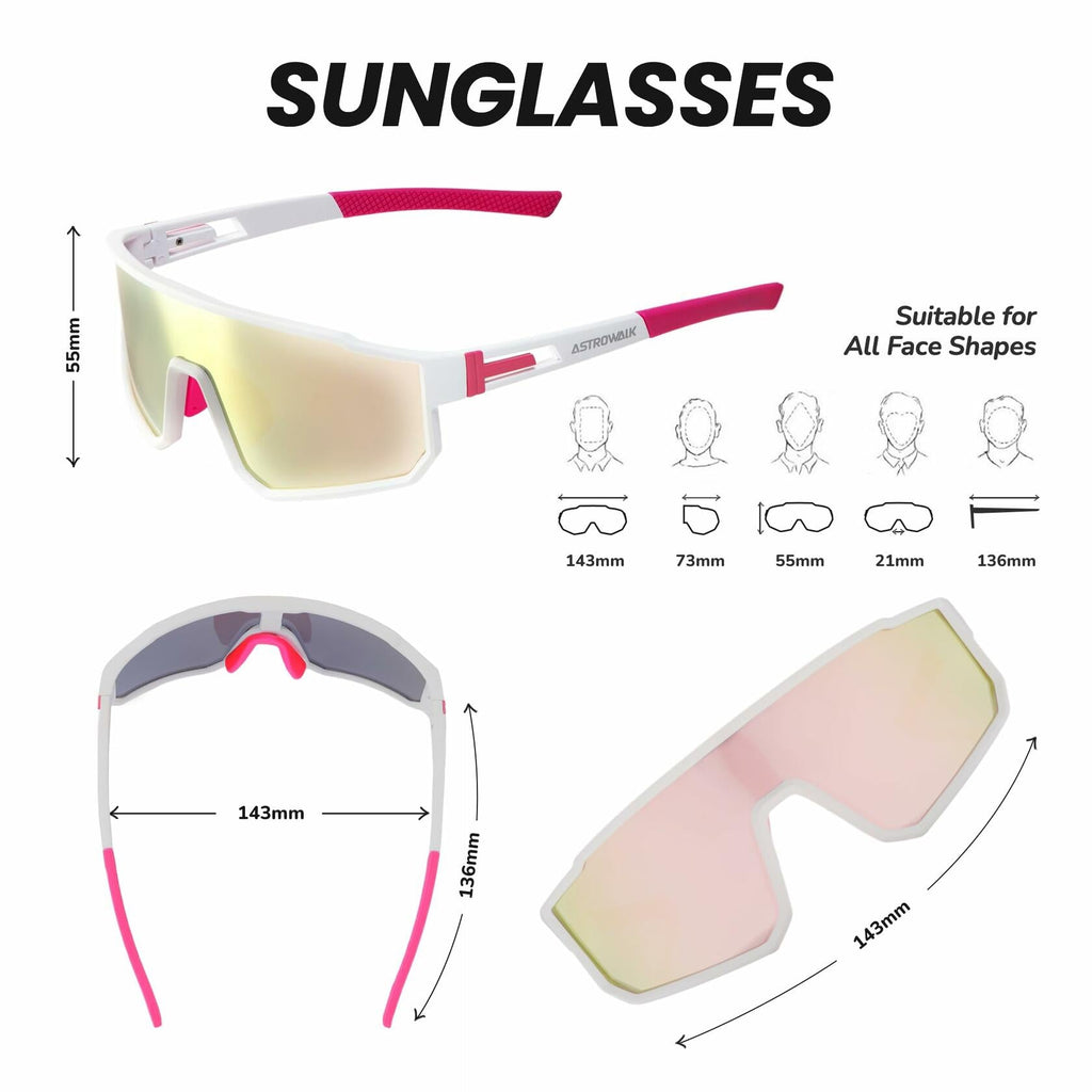 Generic Astrowalk Cycling Goggles UV Protection Multi-Sport Grey