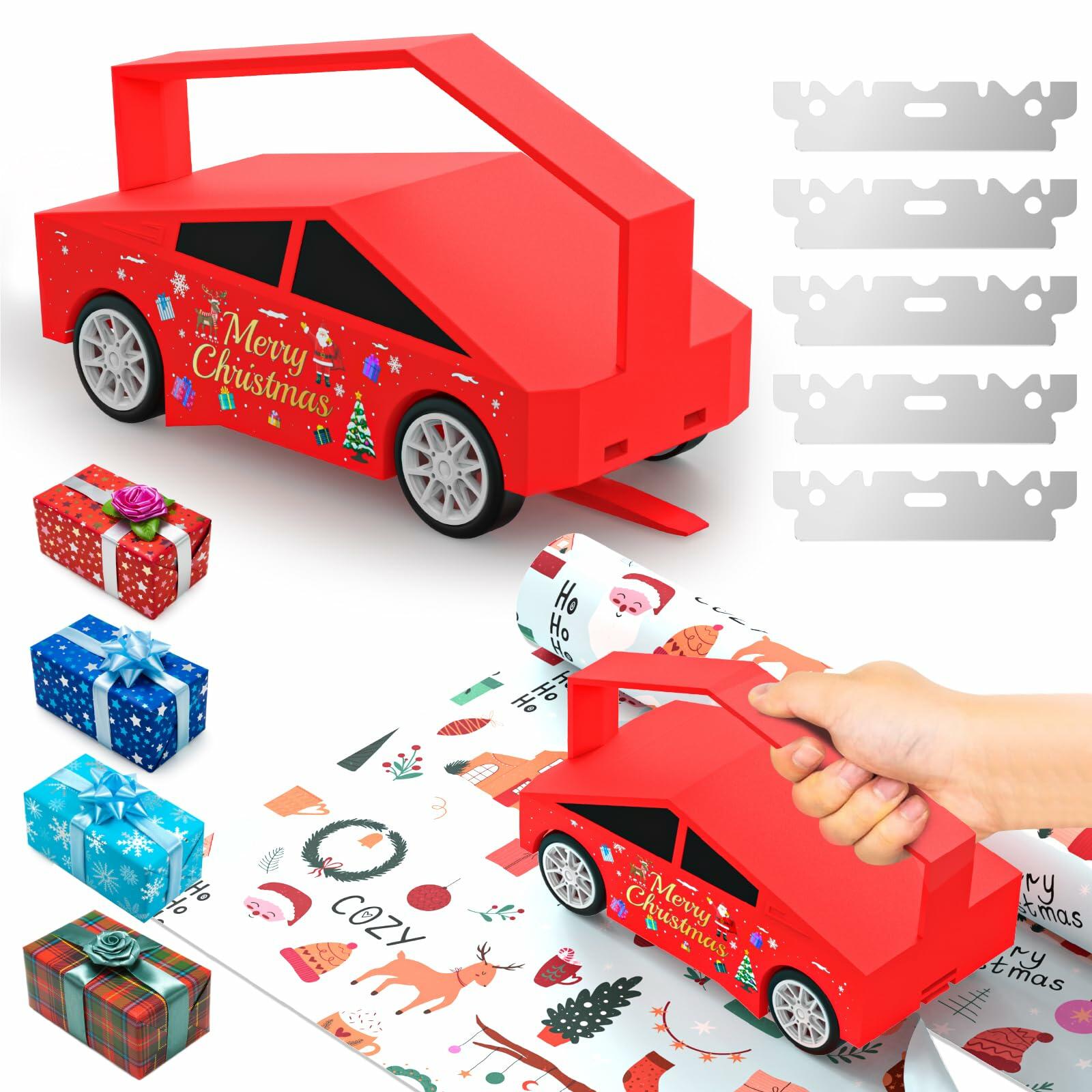 [Like New] Gift Wrapping Paper Cutter Sliding with 5 Replaceable Blades Holiday Tool