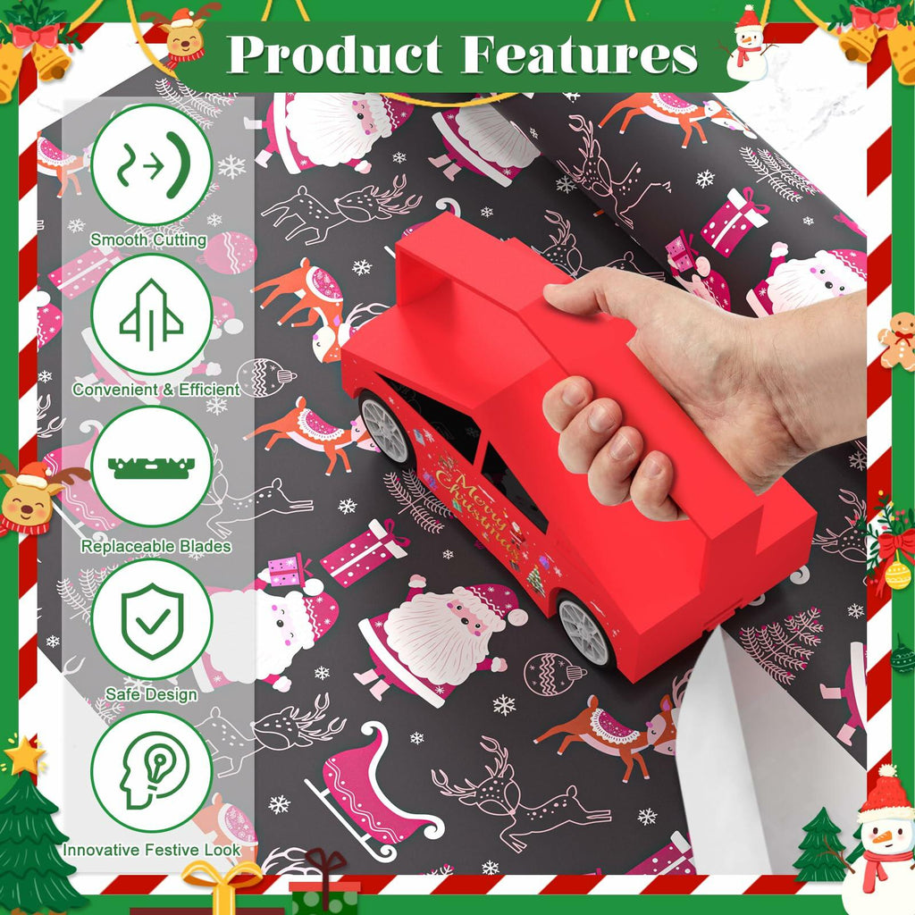 [Like New] Gift Wrapping Paper Cutter Sliding with 5 Replaceable Blades Holiday Tool