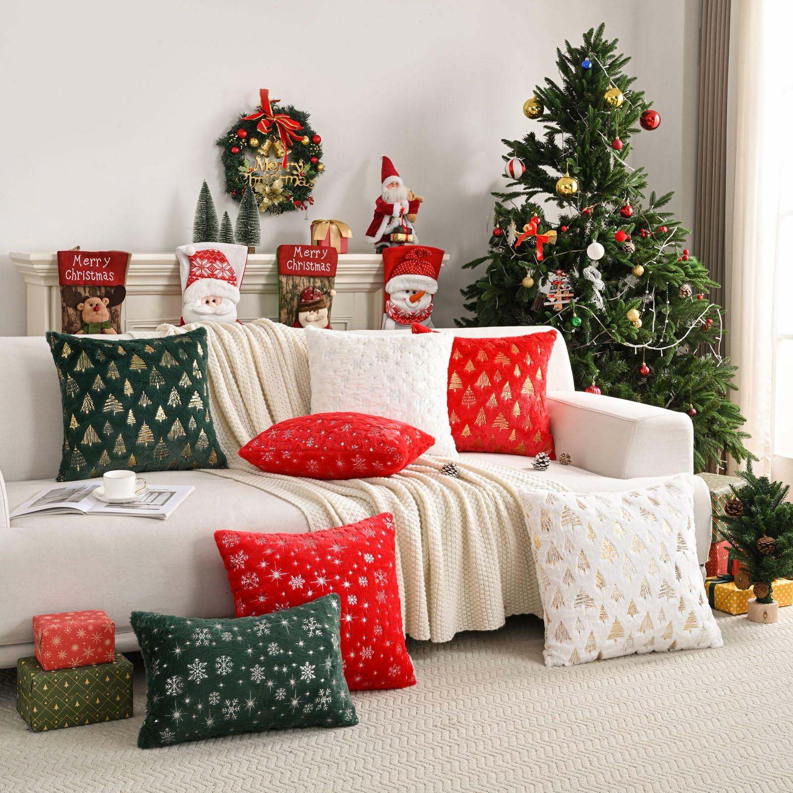 FUTEI Christmas Tree Green Throw Pillow Covers Set of 2 20x20 Inch