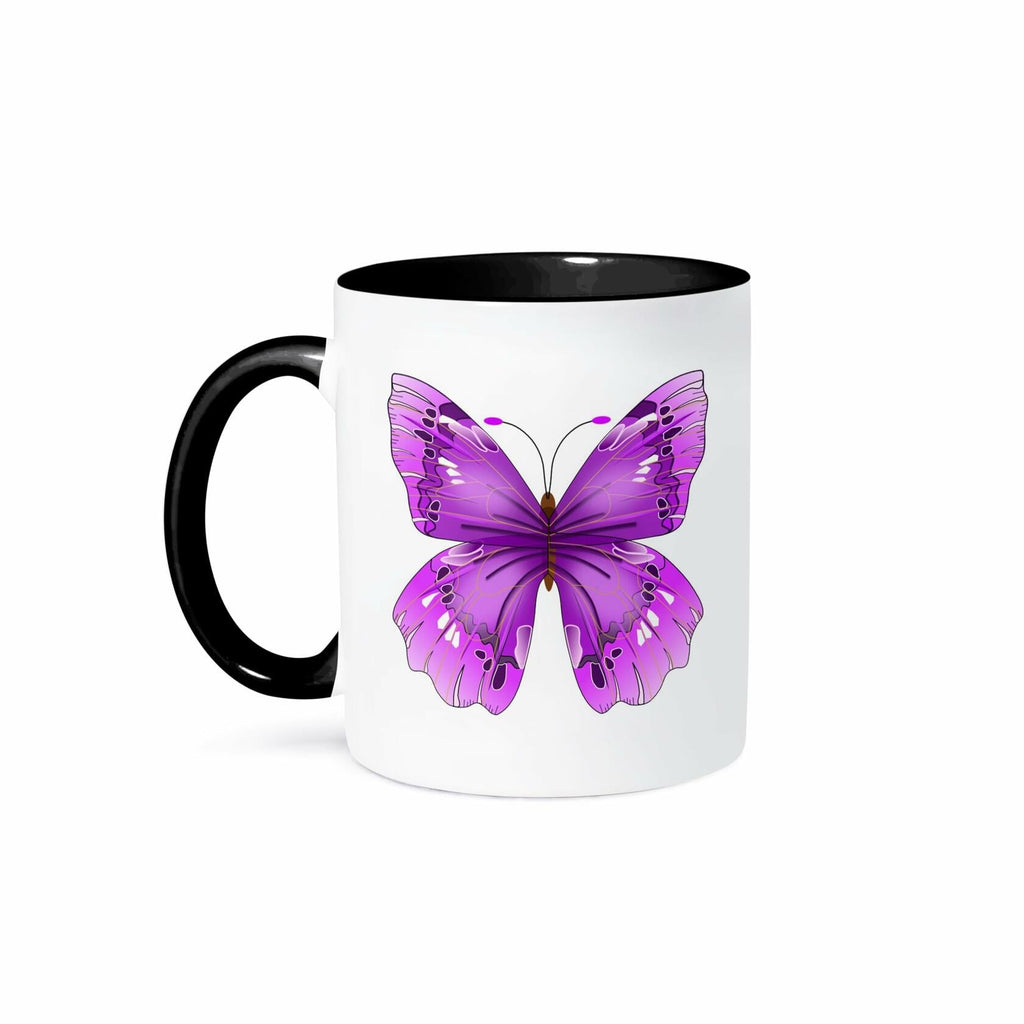 [Like New] 3dRose Large Purple Butterfly Two Tone Black Mug 11 oz Multicolor