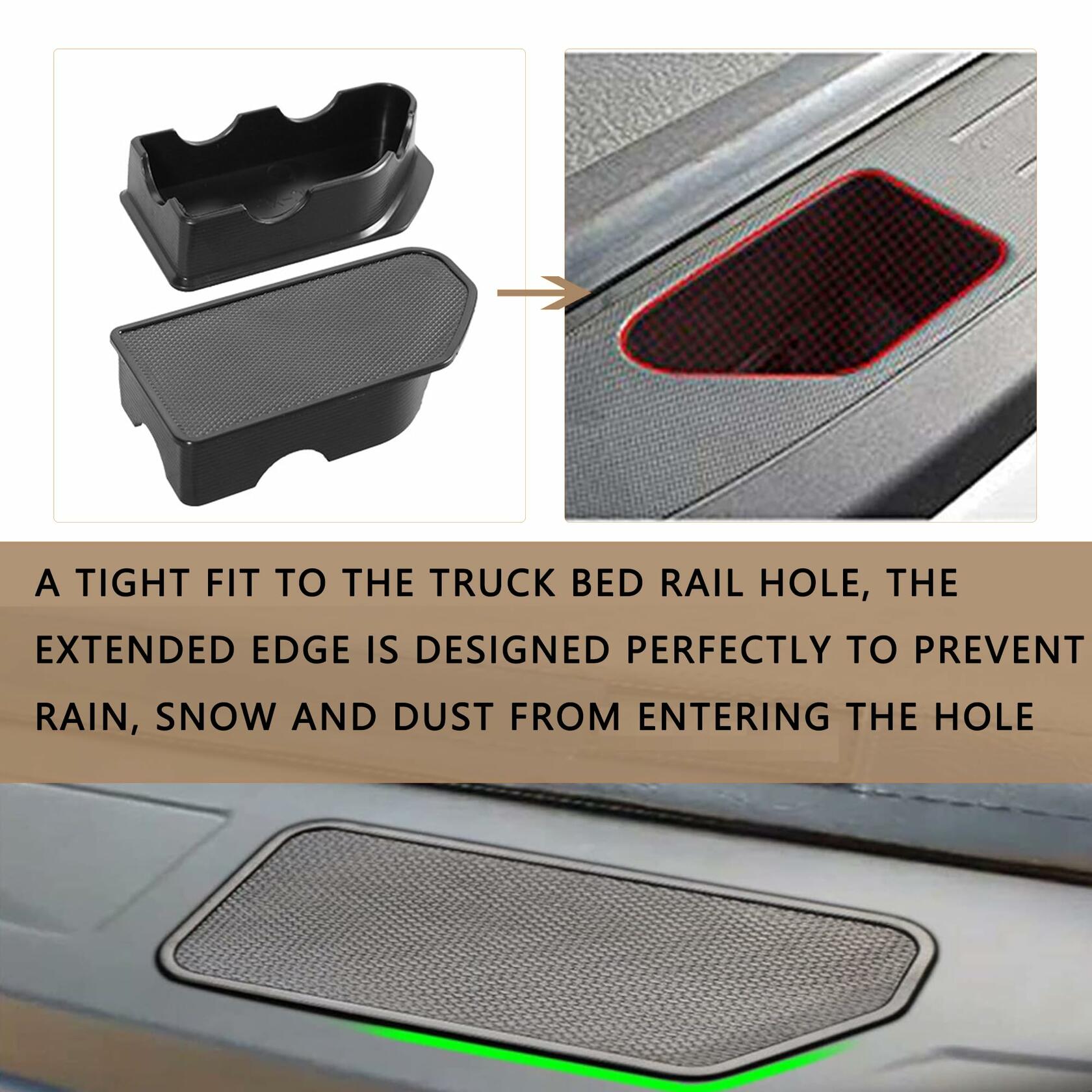 2pcs Stake Pocket Bed Rail Caps for 14-18 GMC Chevrolet Silverado 1500 Rear