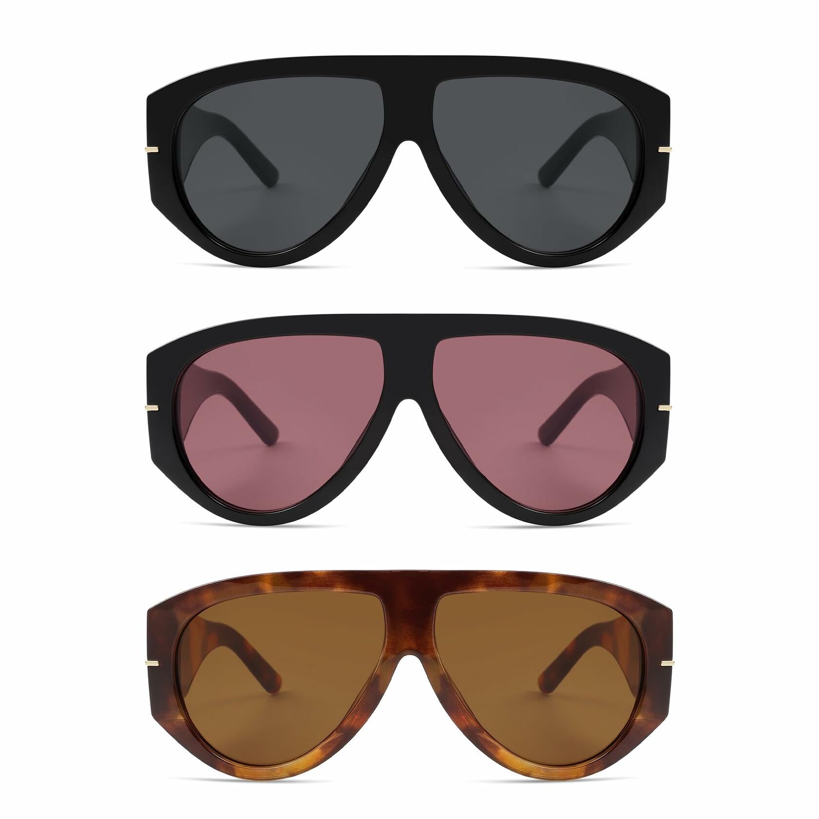 HERJOUR Oversized Retro Aviator Sunglasses Womens Mens 70s Vintage AR82227