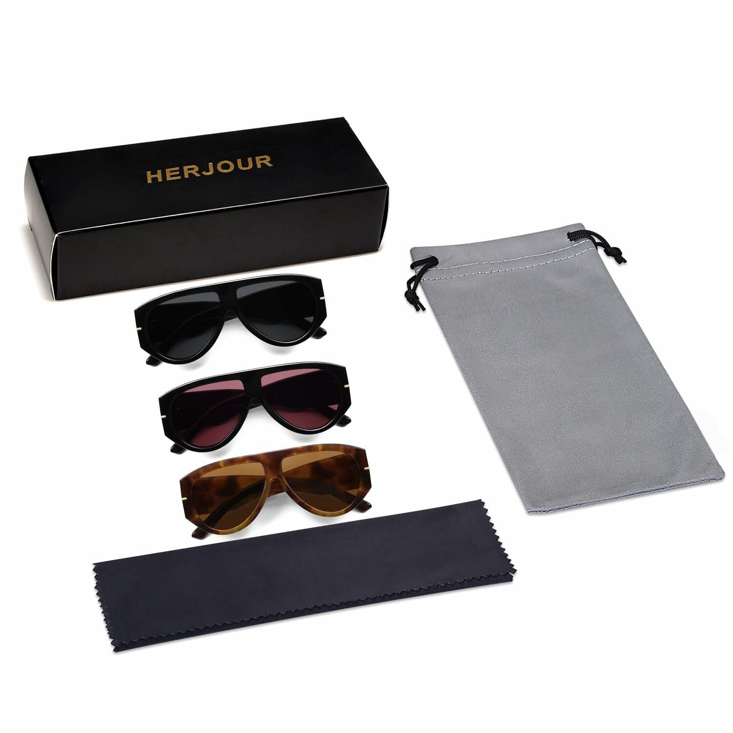 HERJOUR Oversized Retro Aviator Sunglasses Womens Mens 70s Vintage AR82227