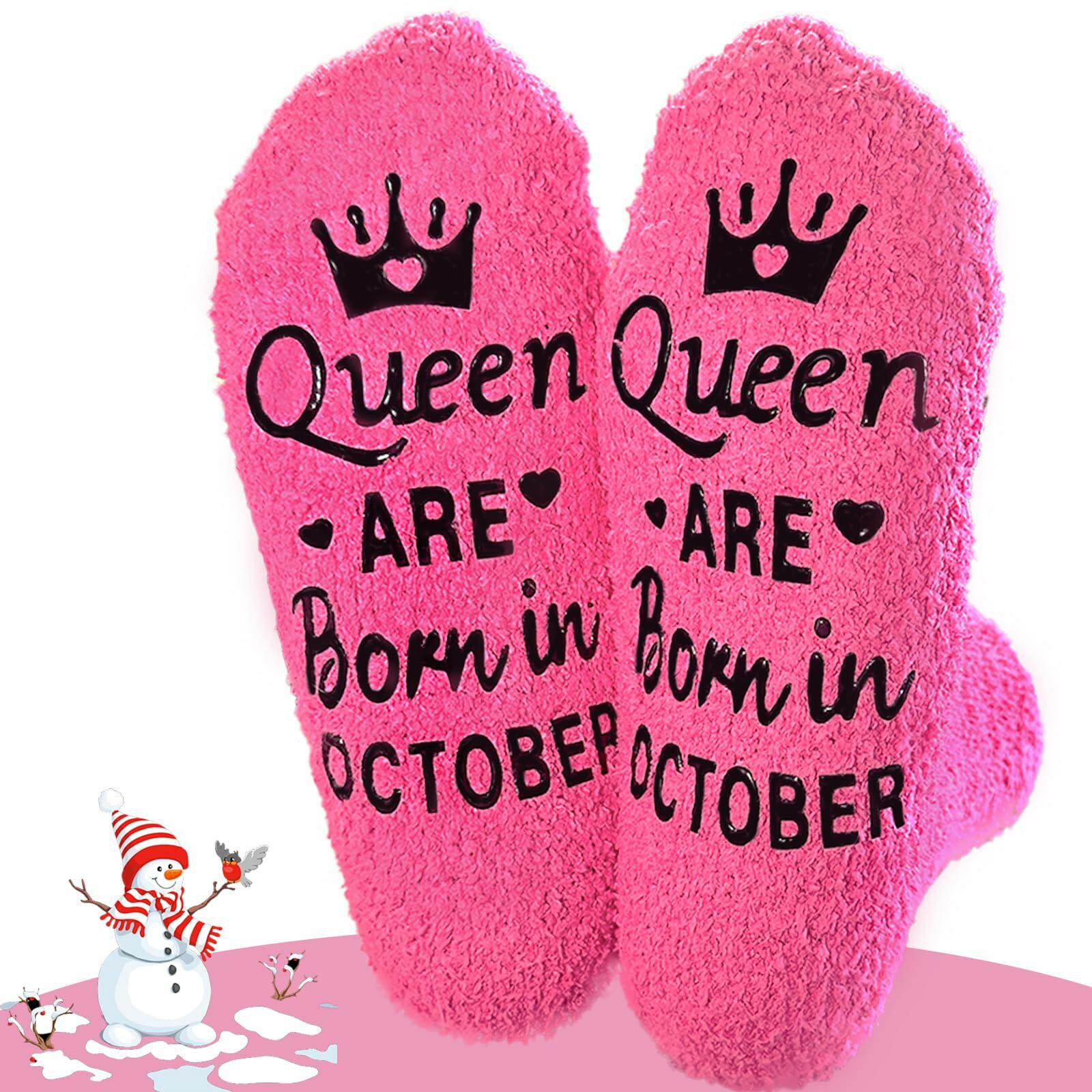 Ao Yee ZGL Queen ARE Born October Women Socks Funny Birthday Gifts