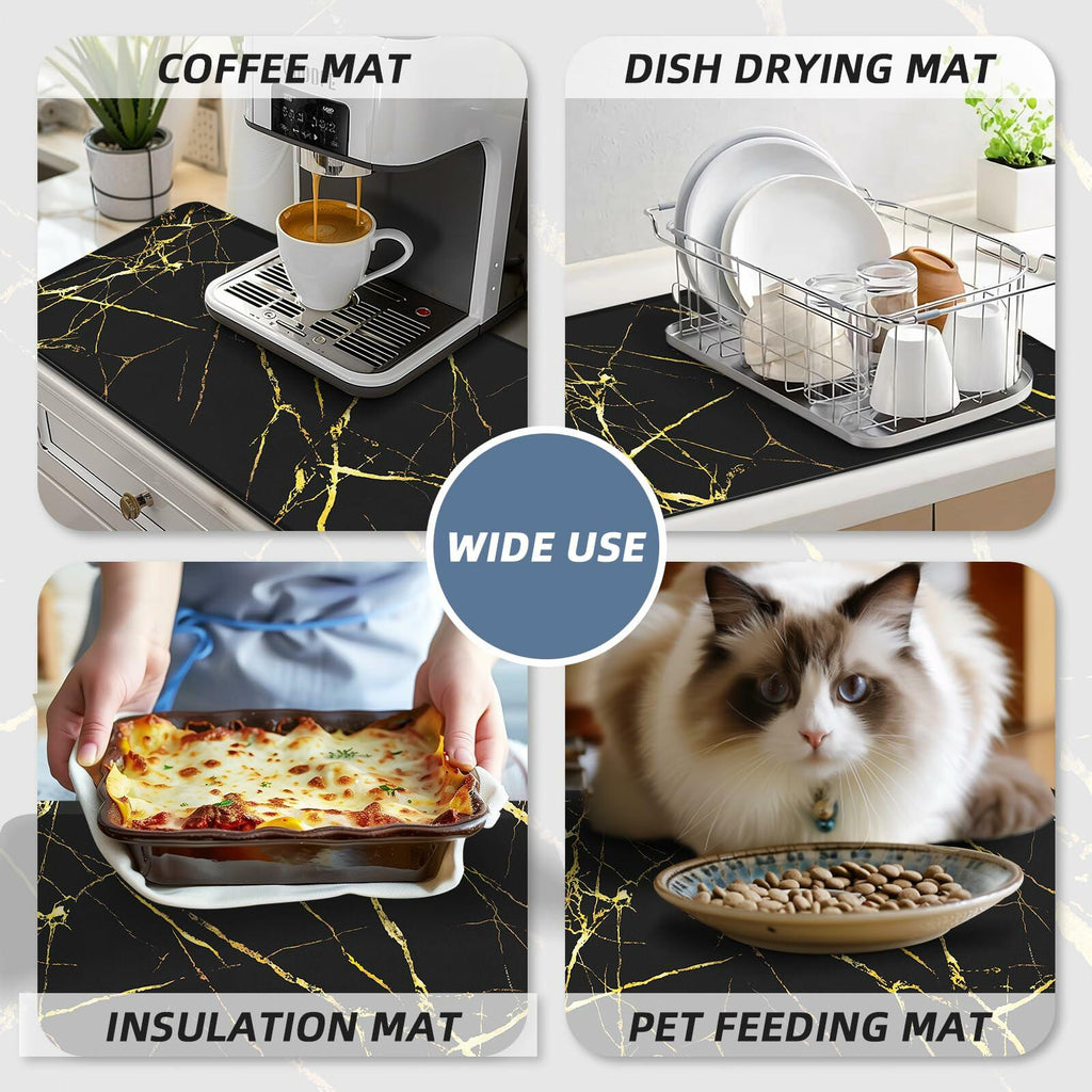 MEWOOCUE Leather Diatomite Dish Drying Mat Large 12x20 Kitchen Coffee Mat