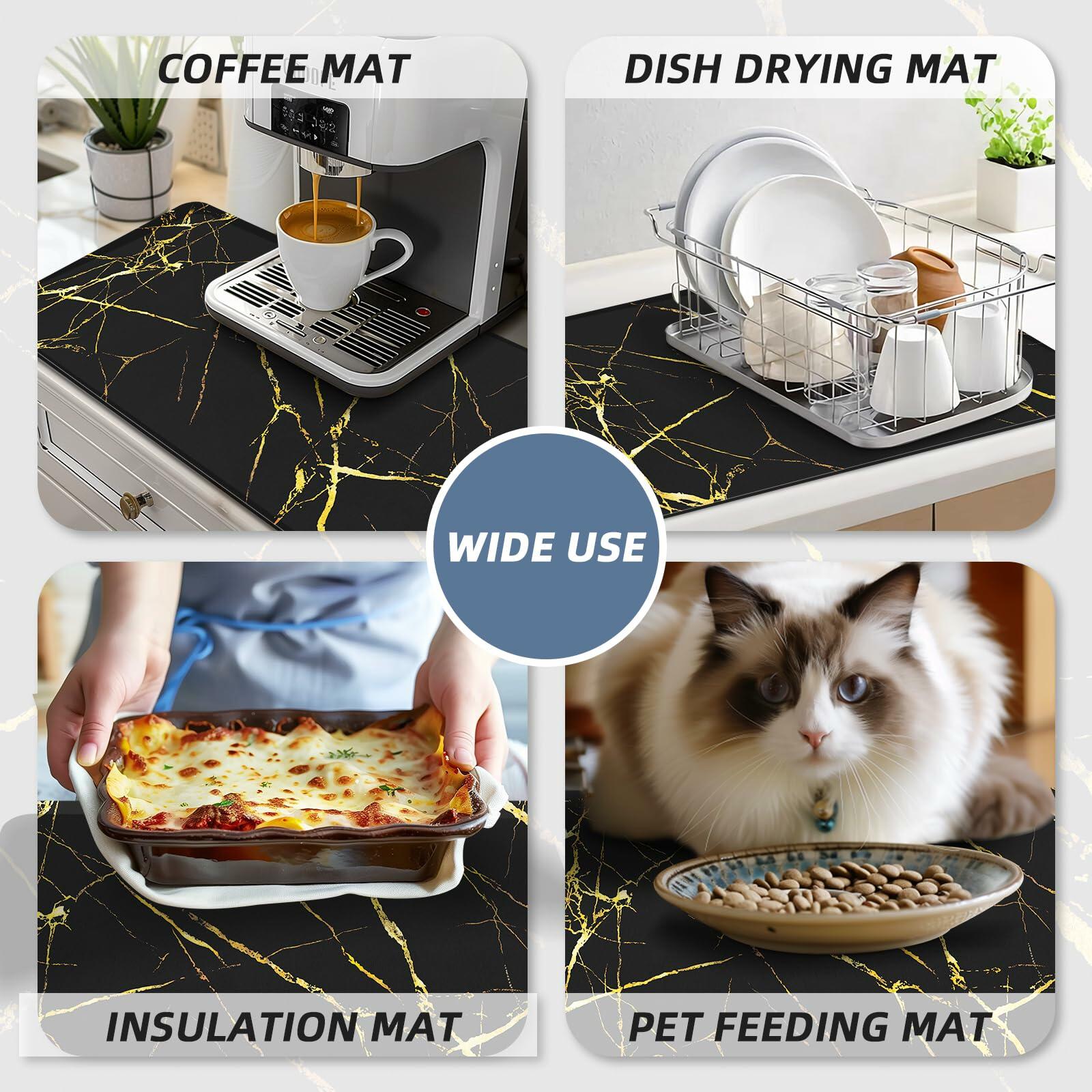MEWOOCUE Leather Diatomite Dish Drying Mat Large 12x20 Kitchen Coffee Mat
