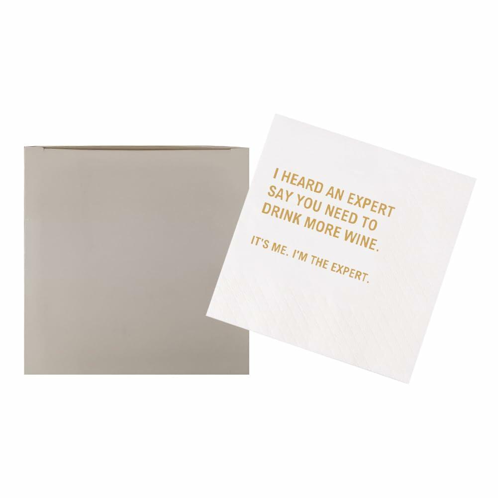 VOWFOO Funny Quotes Cocktail Napkins 4.5x4.5 2-ply 100pcs White Doze Off First