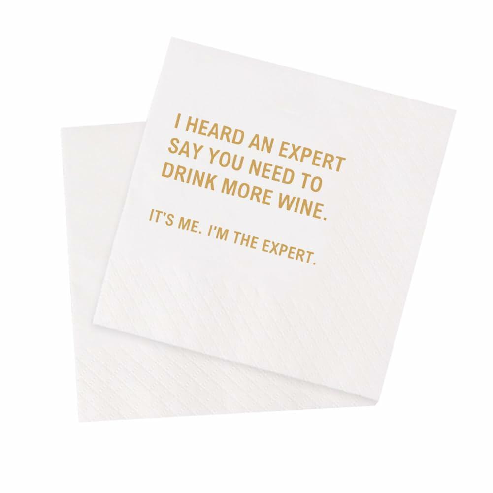 VOWFOO Funny Quotes Cocktail Napkins 4.5x4.5 2-ply 100pcs White Doze Off First
