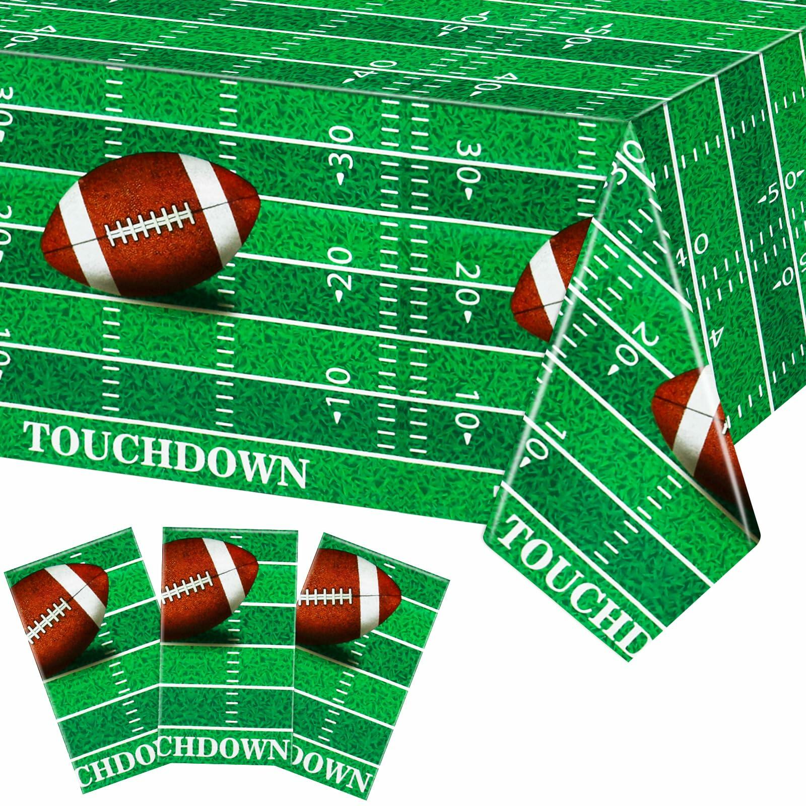 Hxezoc Football Tablecloth 54x108in 3 Pack Plastic Disposable Party Cover
