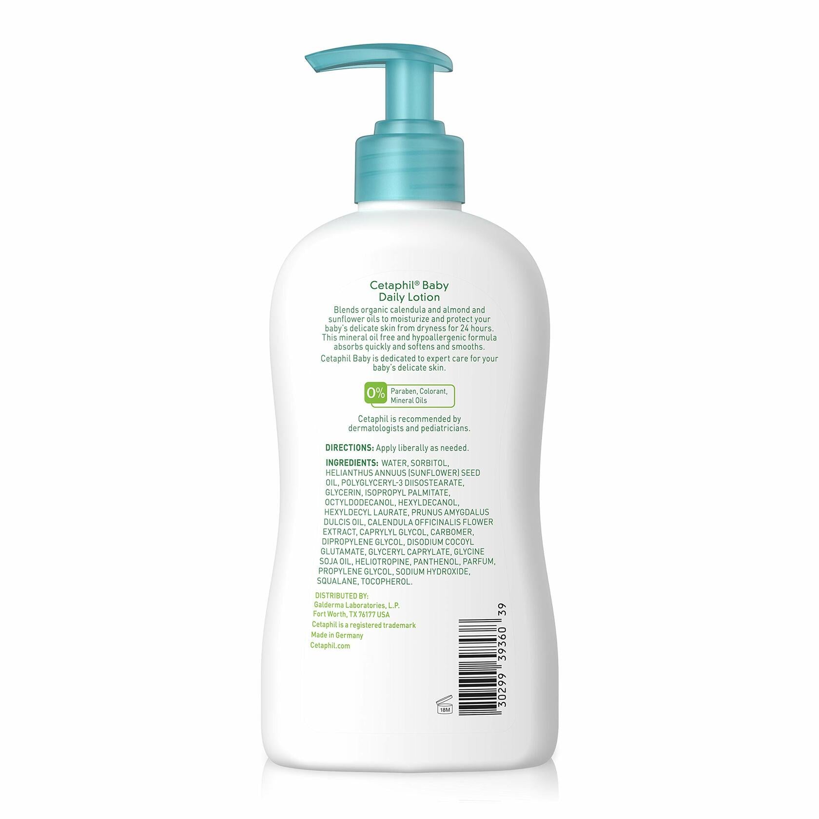 Cetaphil Baby Daily Lotion Organic Calendula Vitamin E Sweet Almond 13.5oz