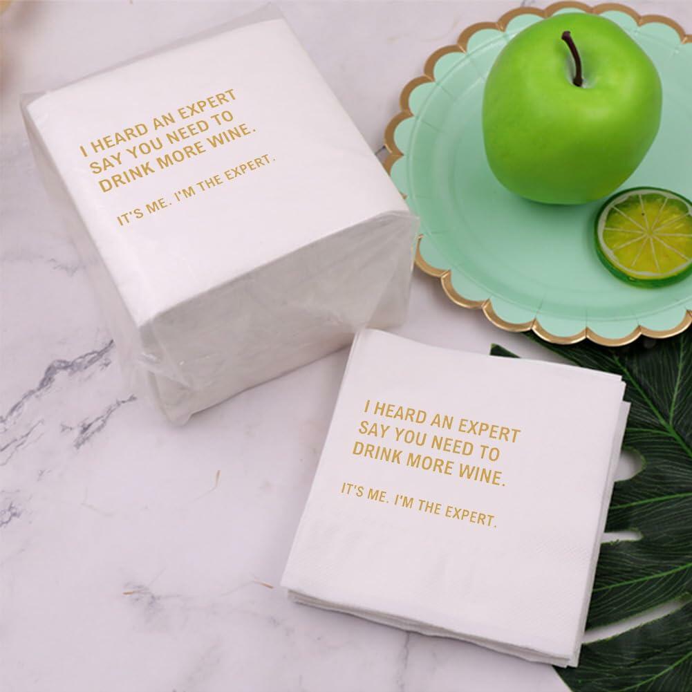 VOWFOO Funny Cocktail Napkins 4.5x4.5 2-ply 100pcs Yesterday I Quit