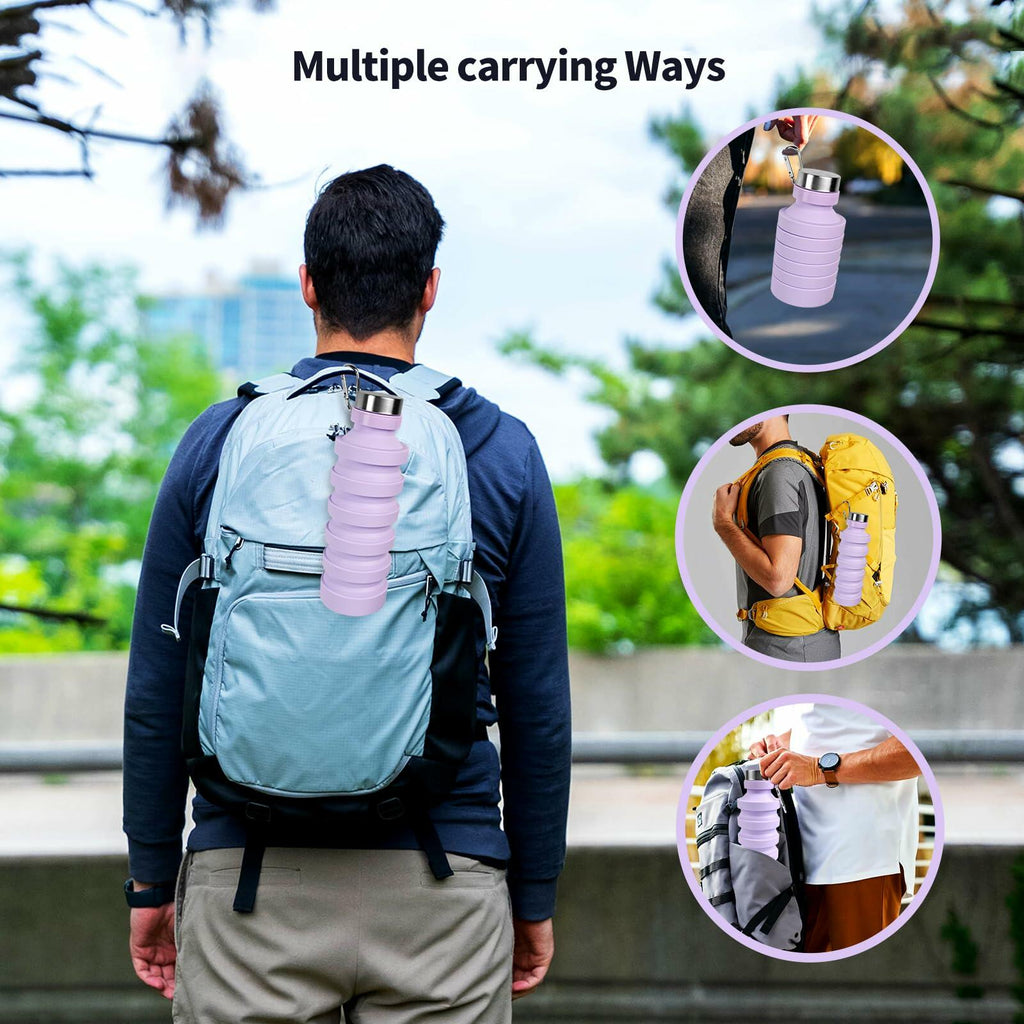 Mitour Collapsible Water Bottle 27oz BPA Free Silicone Foldable Leakproof