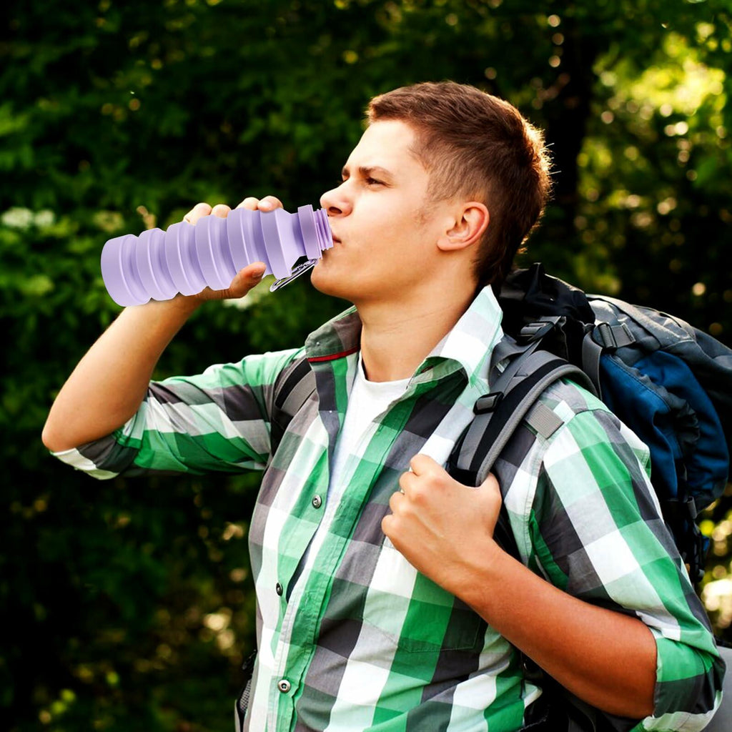 Mitour Collapsible Water Bottle 27oz BPA Free Silicone Foldable Leakproof