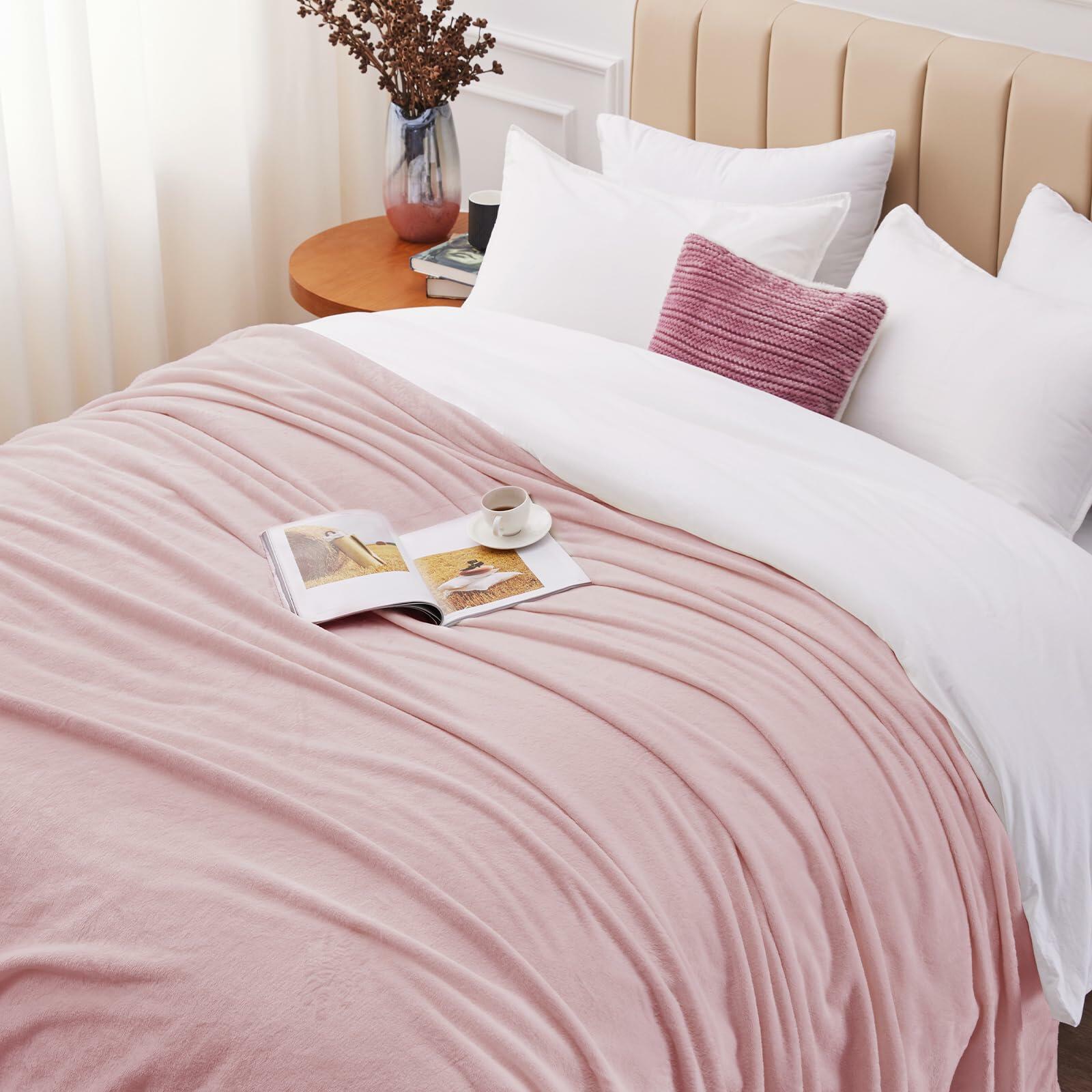 [Like New] CozyLux Fleece Throw Blanket XL 50x70in Pink Soft Lightweight Plush