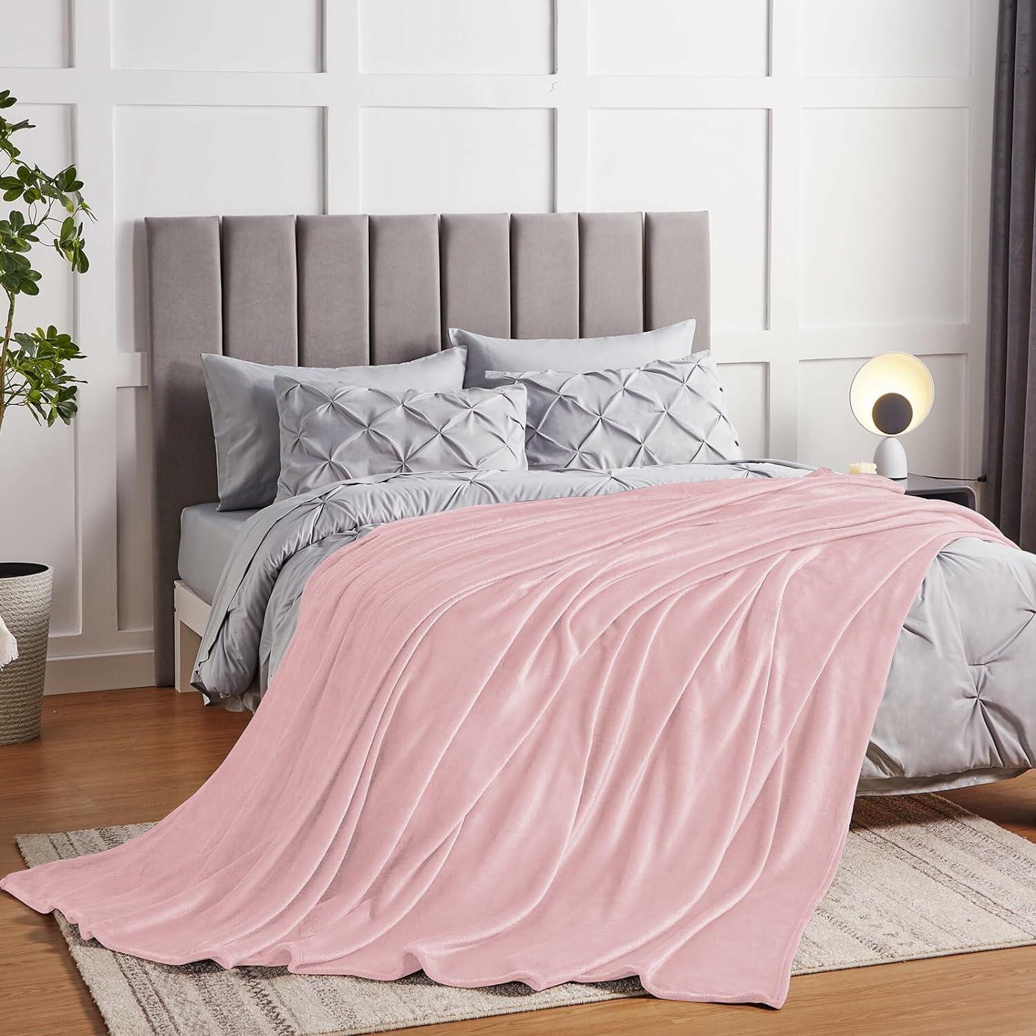 [Like New] CozyLux Fleece Throw Blanket XL 50x70in Pink Soft Lightweight Plush