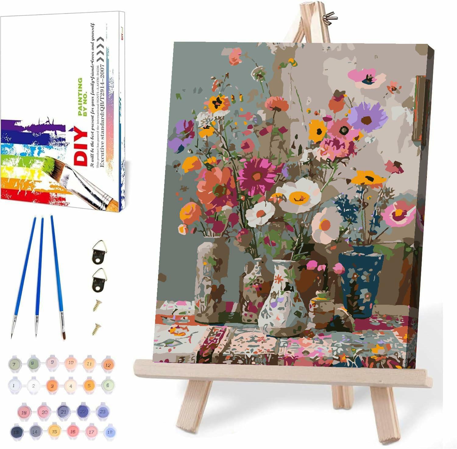 Eiazuiks Paint by Number Kit for Adults 12x16 Little Daisy with Frame & Brushes