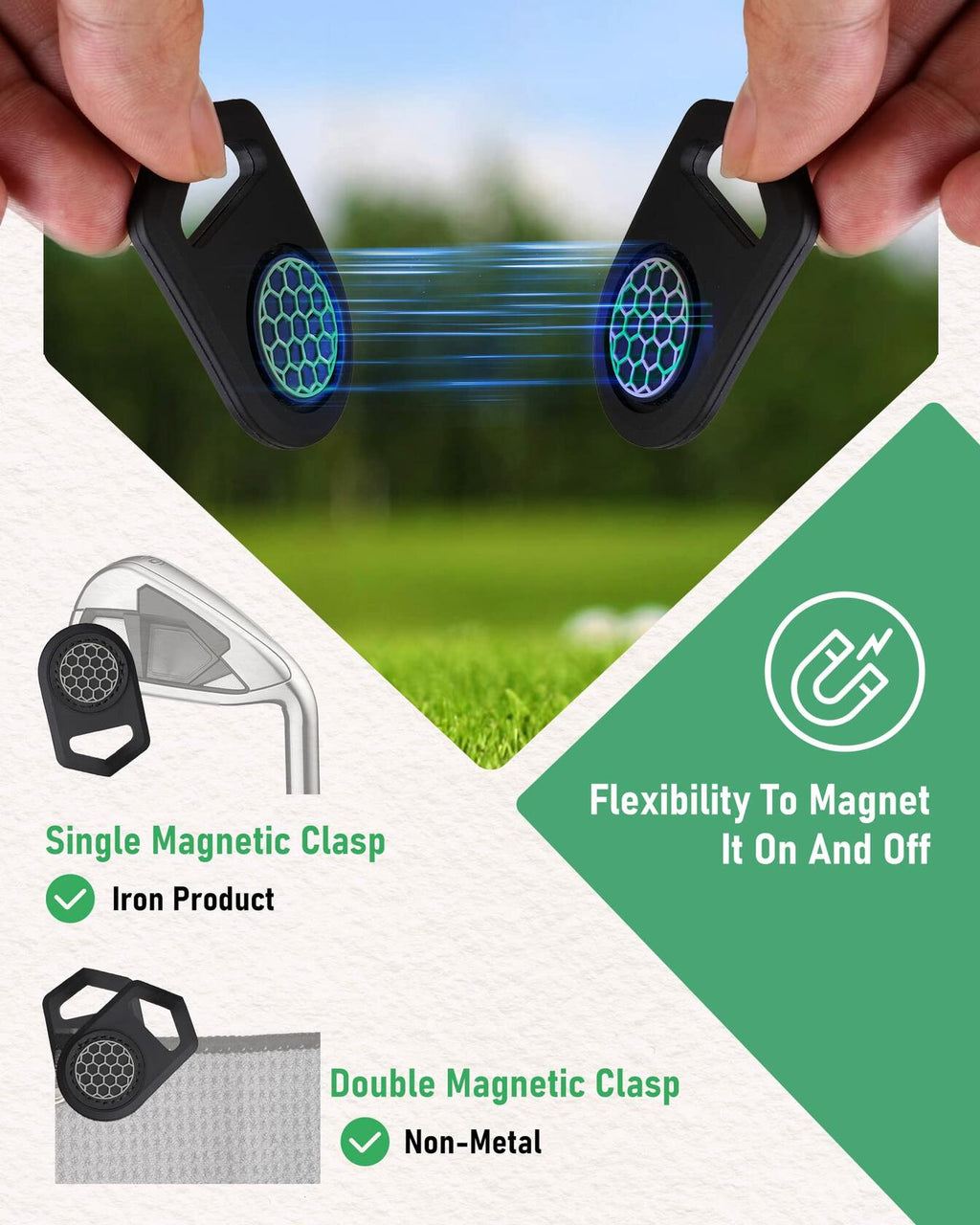 BIG TEETH Magnetic Microfiber Golf Towel with Clip for Men